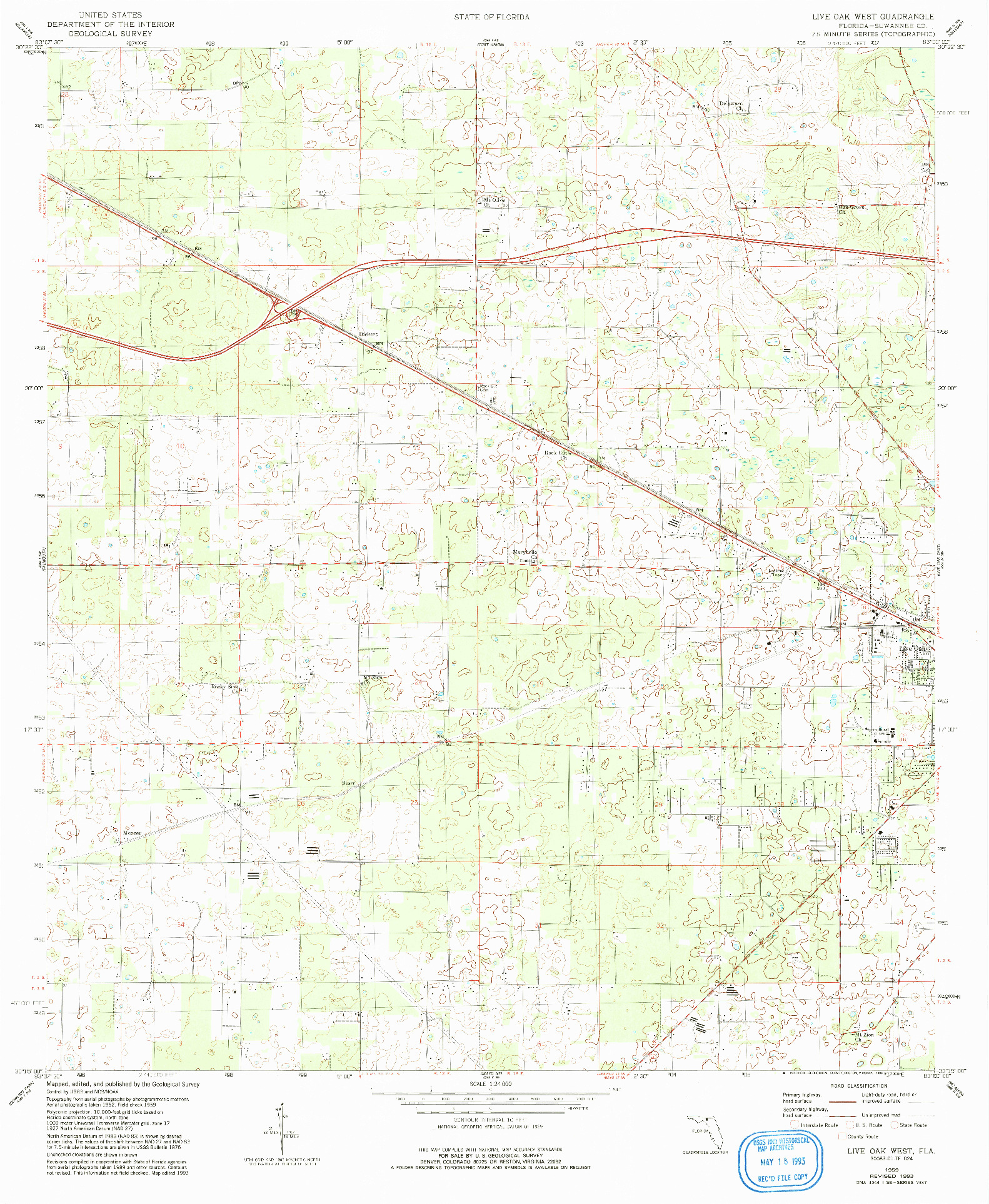 USGS 1:24000-SCALE QUADRANGLE FOR LIVE OAK WEST, FL 1959