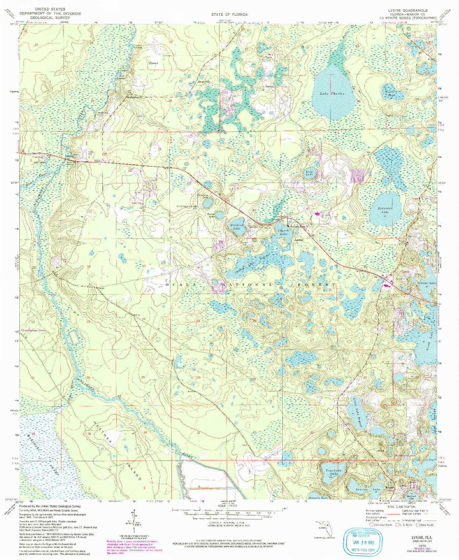 USGS 1:24000-SCALE QUADRANGLE FOR LYNNE, FL 1970