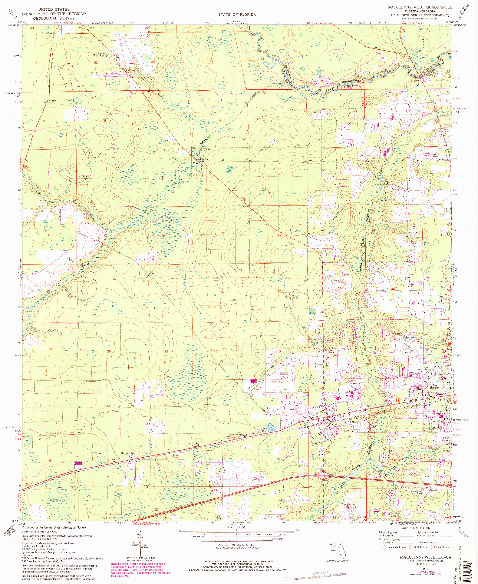 USGS 1:24000-SCALE QUADRANGLE FOR MACCLENNY WEST, FL 1972