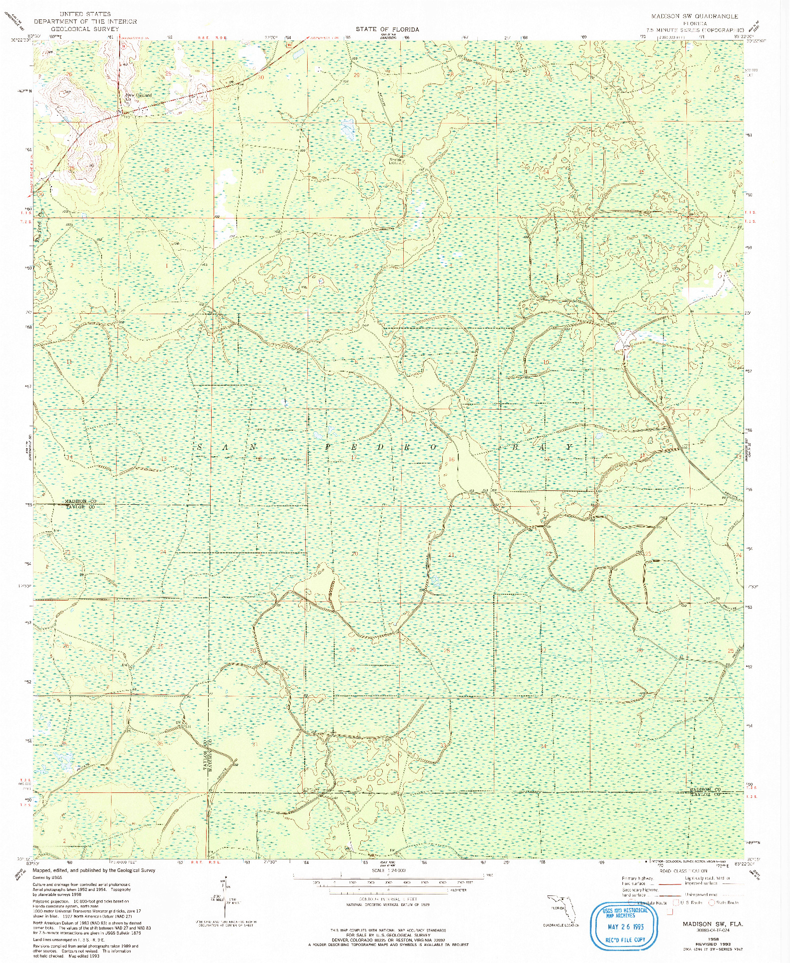 USGS 1:24000-SCALE QUADRANGLE FOR MADISON SW, FL 1958