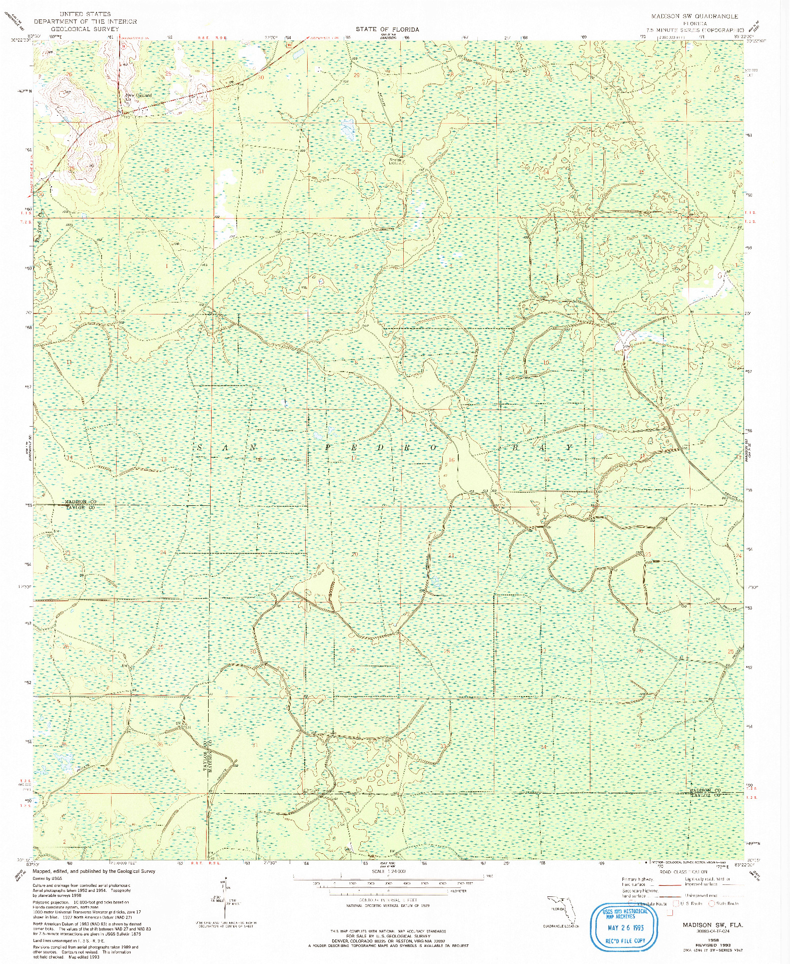 USGS 1:24000-SCALE QUADRANGLE FOR MADISON SW, FL 1958
