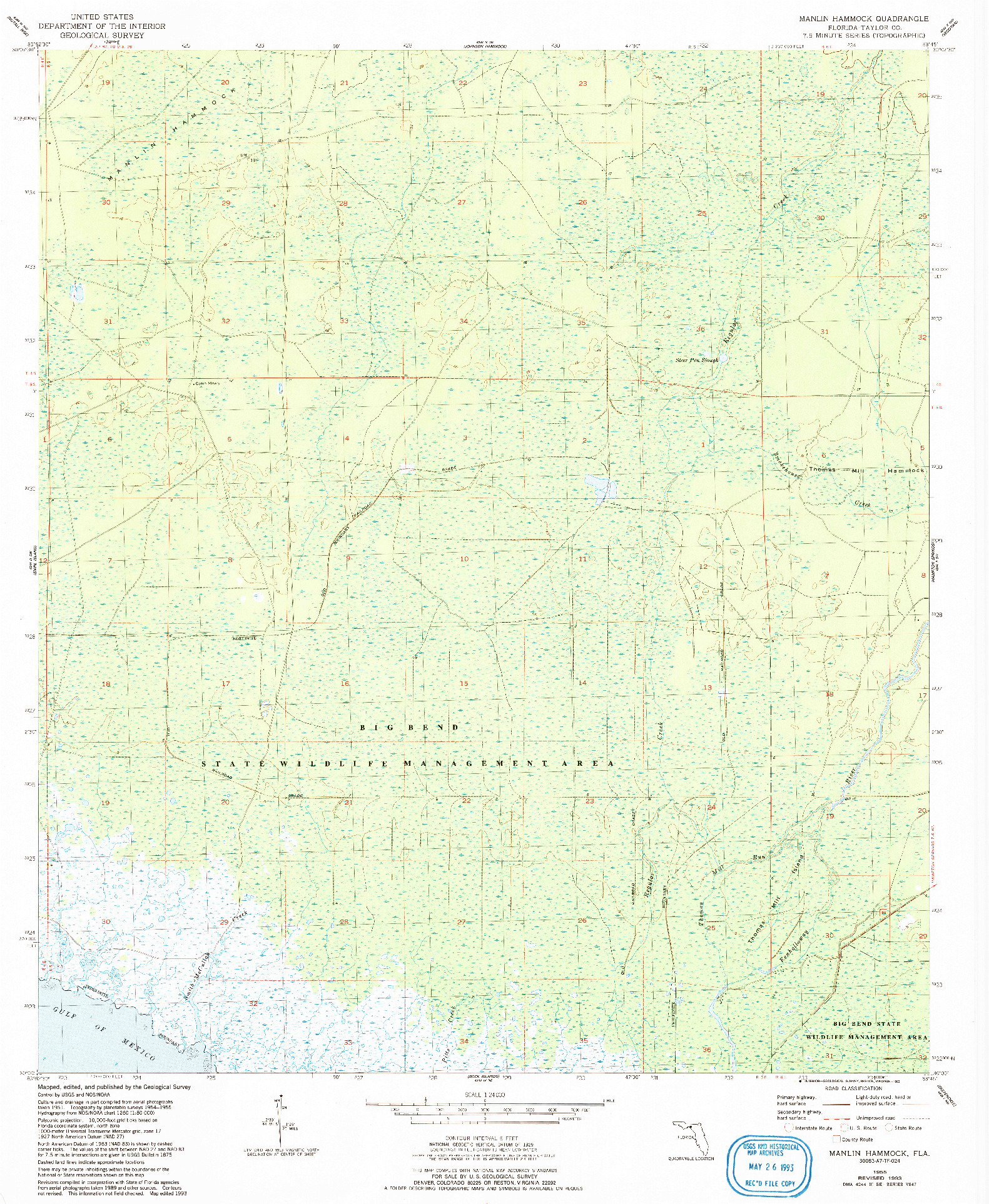 USGS 1:24000-SCALE QUADRANGLE FOR MANLIN HAMMOCK, FL 1955