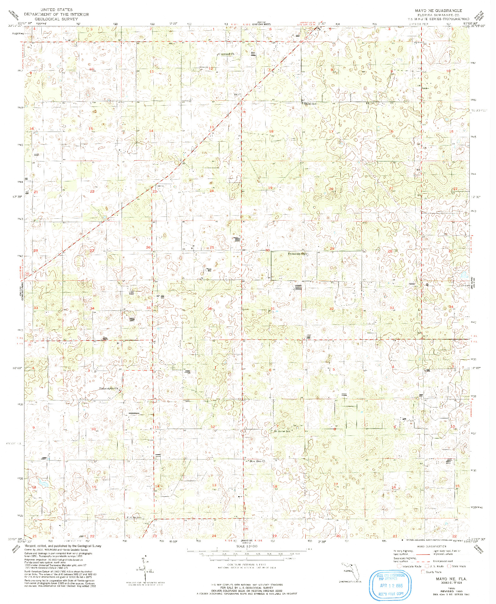 USGS 1:24000-SCALE QUADRANGLE FOR MAYO NE, FL 1955