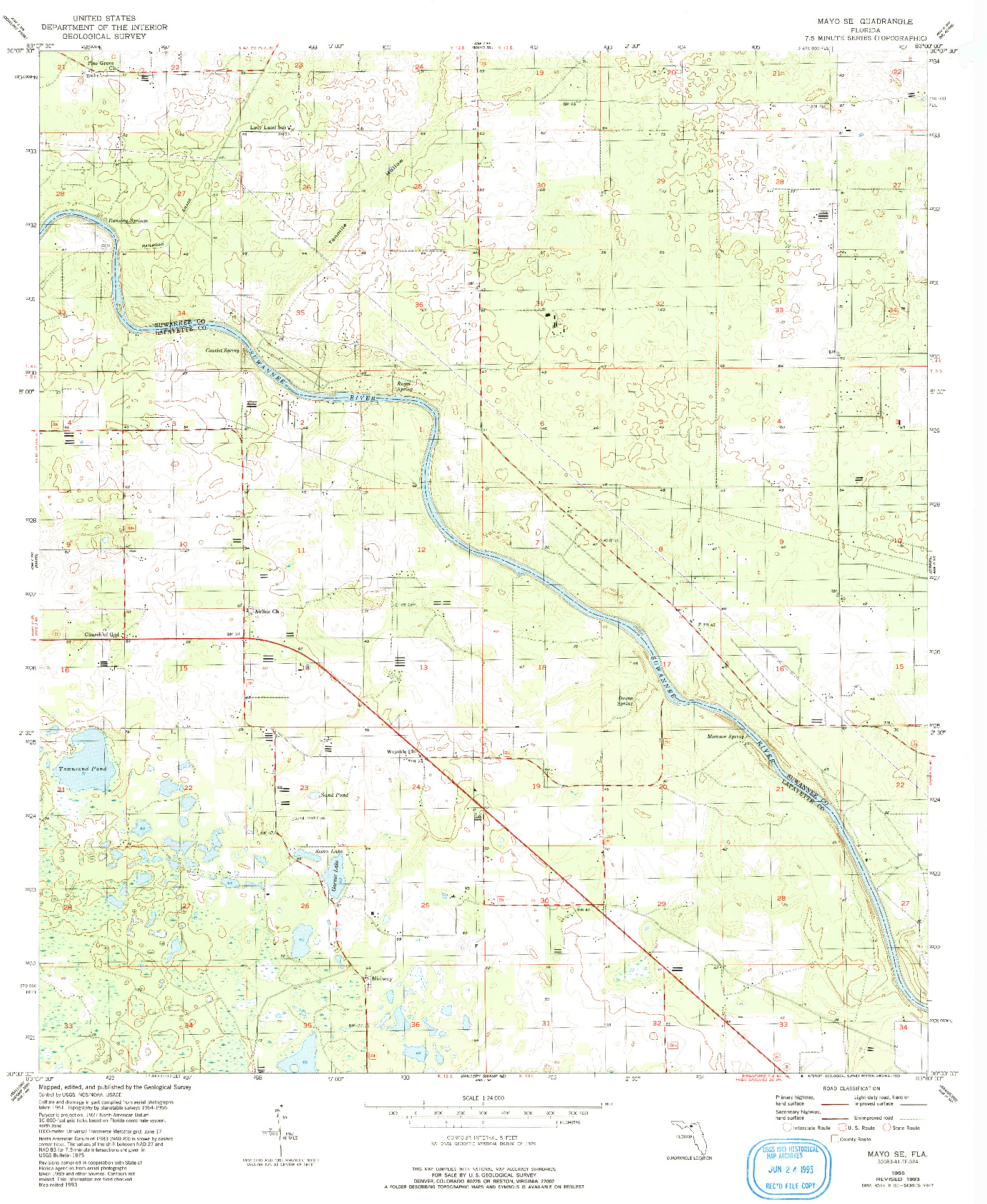 USGS 1:24000-SCALE QUADRANGLE FOR MAYO SE, FL 1955