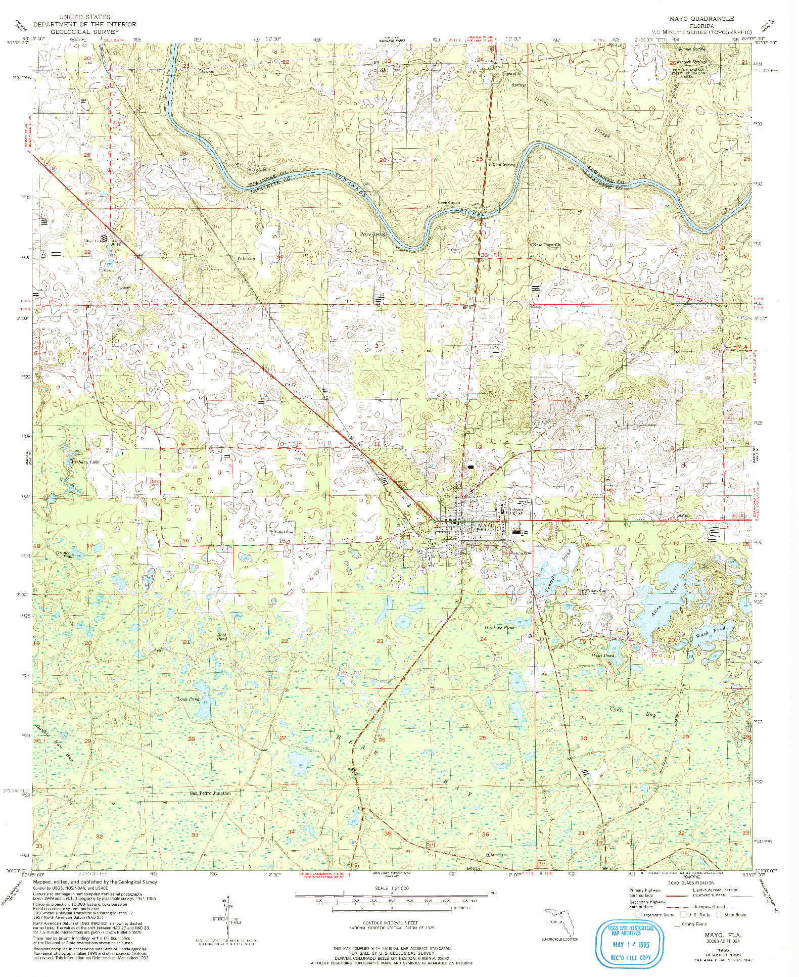 USGS 1:24000-SCALE QUADRANGLE FOR MAYO, FL 1955