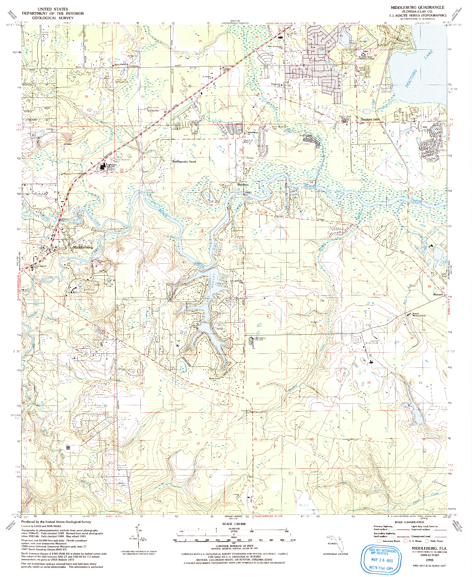 USGS 1:24000-SCALE QUADRANGLE FOR MIDDLEBURG, FL 1993