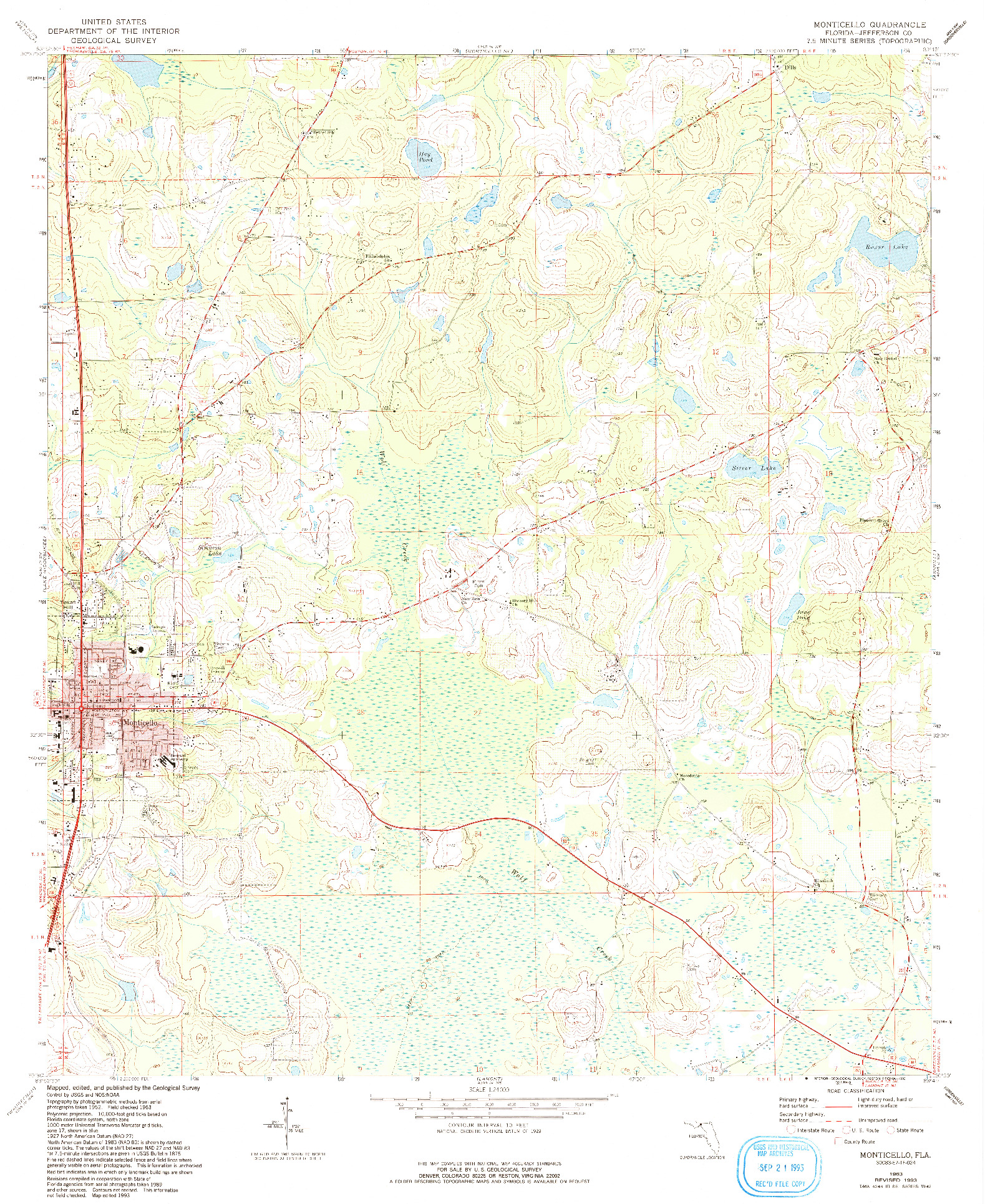 USGS 1:24000-SCALE QUADRANGLE FOR MONTICELLO, FL 1963