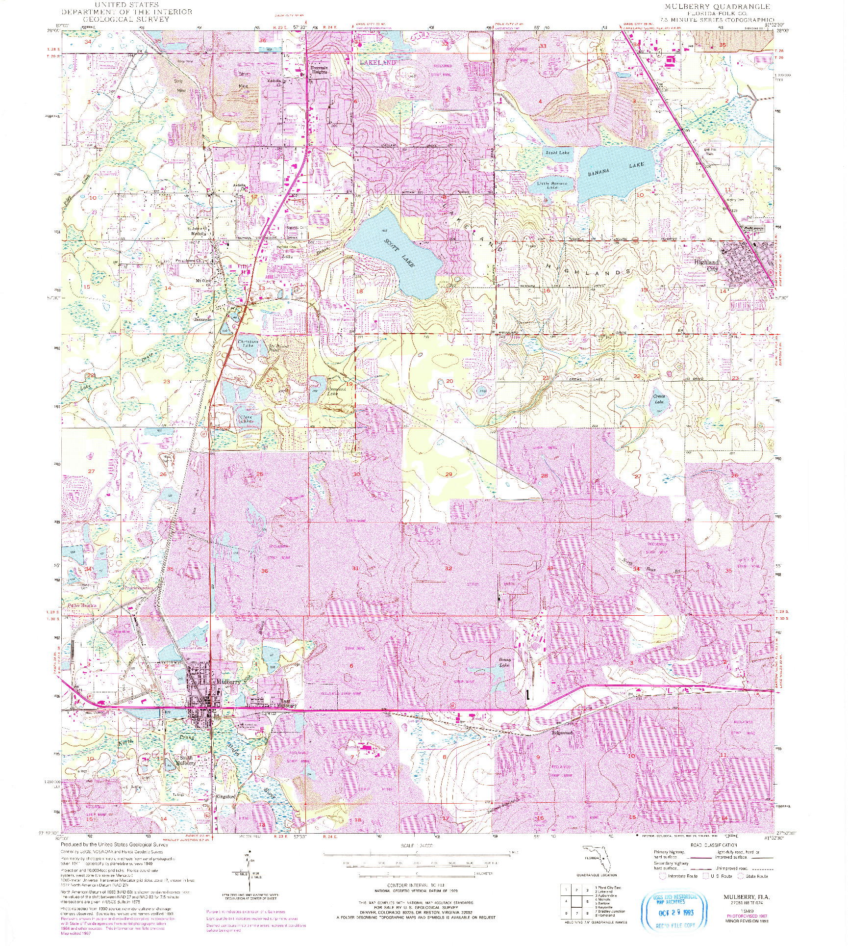 USGS 1:24000-SCALE QUADRANGLE FOR MULBERRY, FL 1949