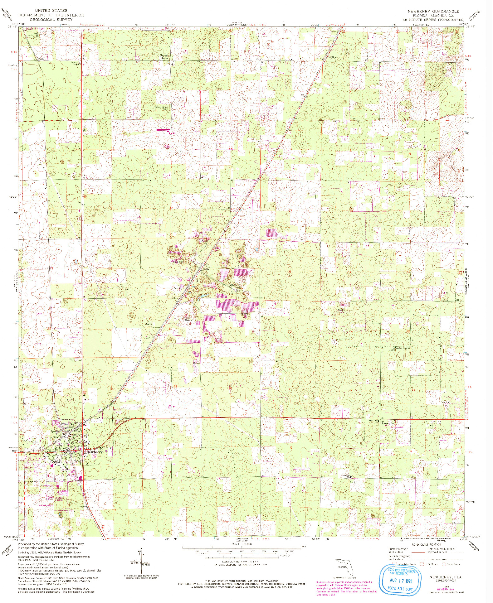 USGS 1:24000-SCALE QUADRANGLE FOR NEWBERRY, FL 1968