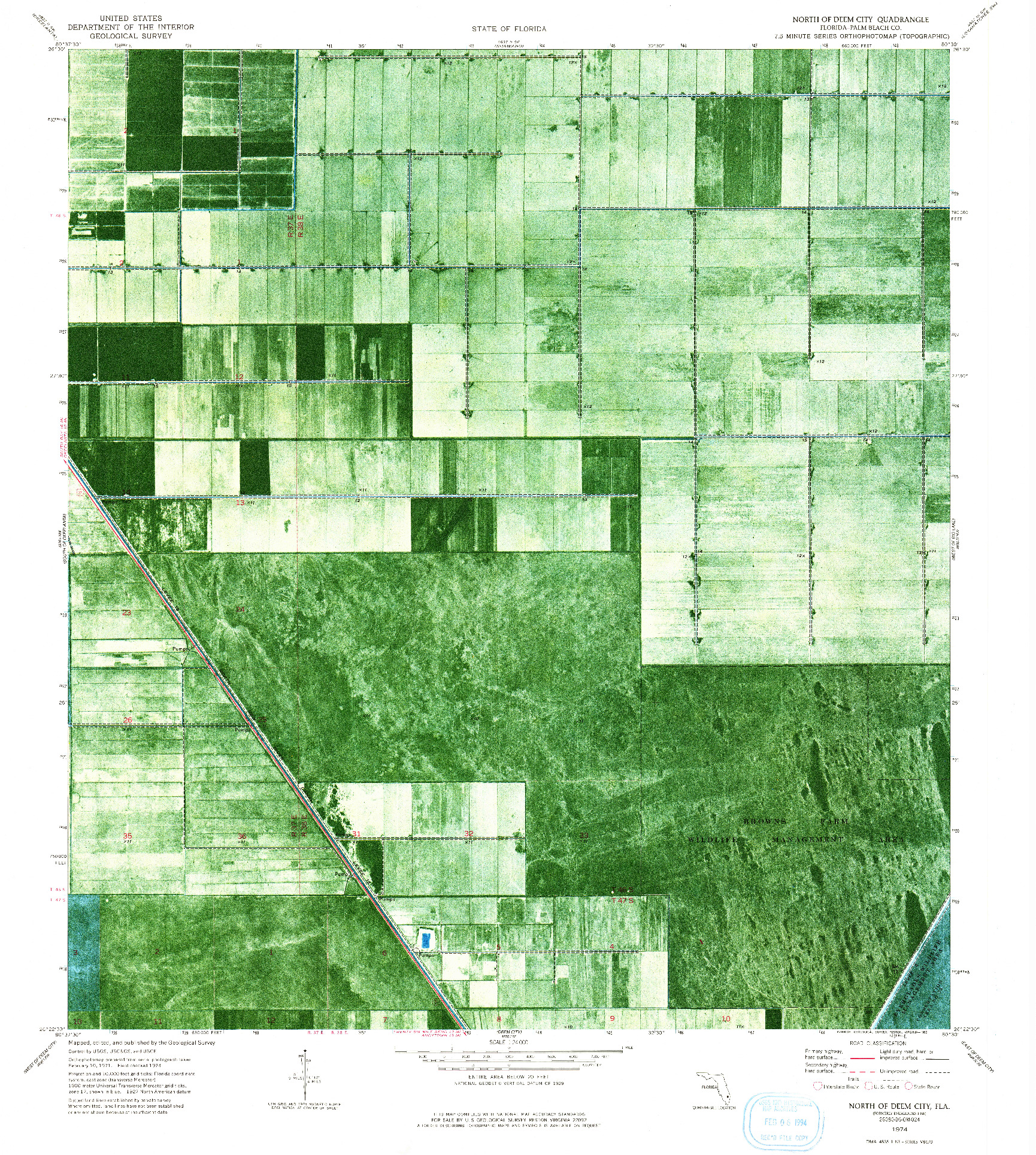 USGS 1:24000-SCALE QUADRANGLE FOR NORTH OF DEEM CITY, FL 1974