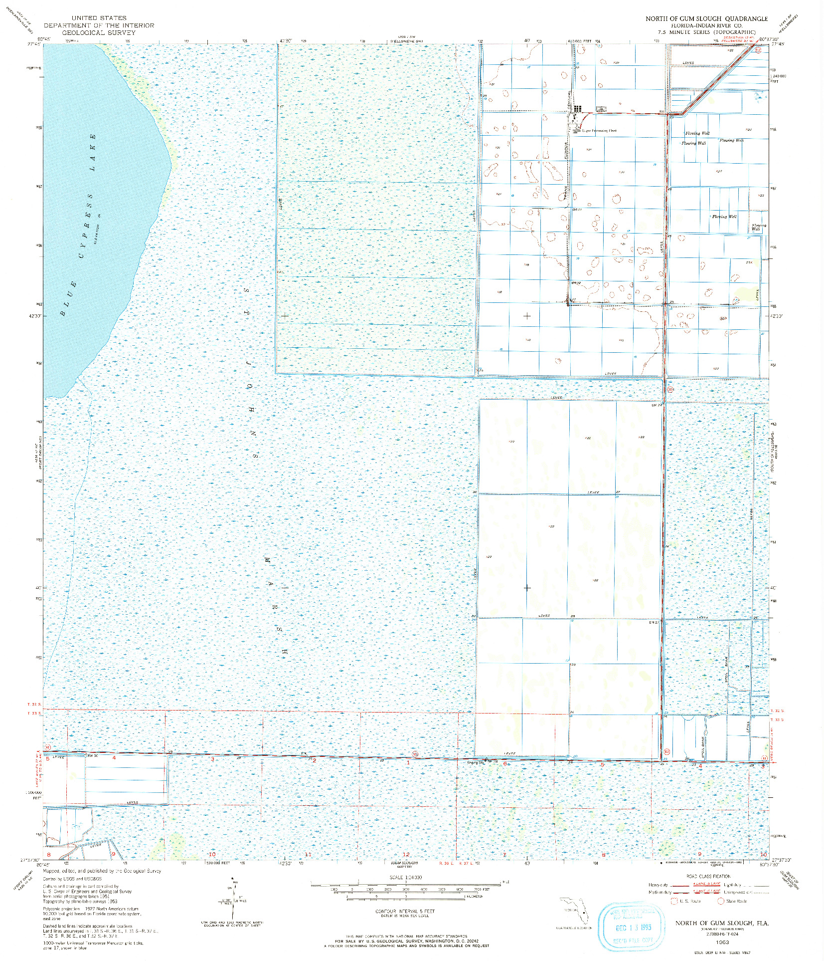 USGS 1:24000-SCALE QUADRANGLE FOR NORTH OF GUM SLOUGH, FL 1953