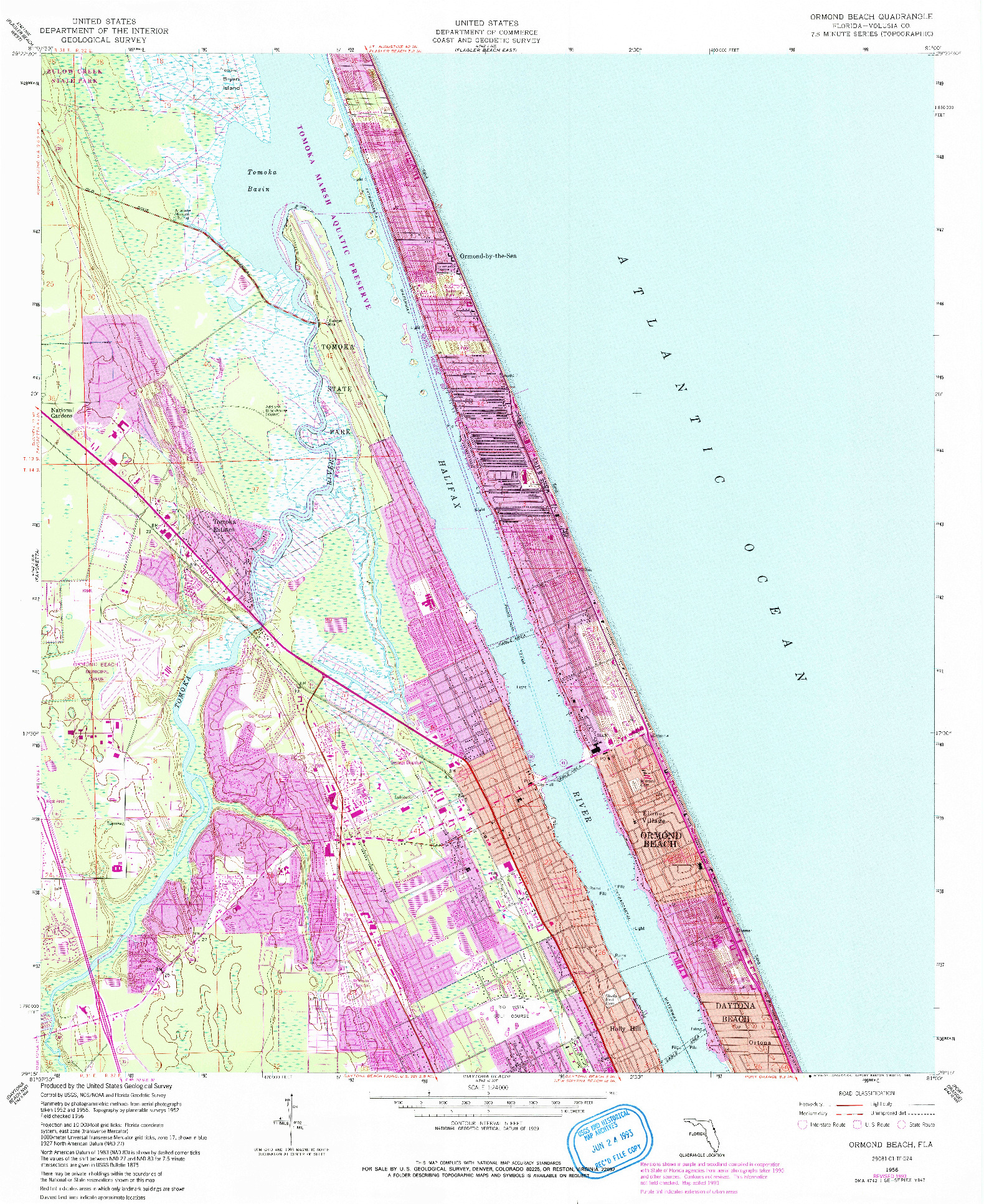 USGS 1:24000-SCALE QUADRANGLE FOR ORMOND BEACH, FL 1956