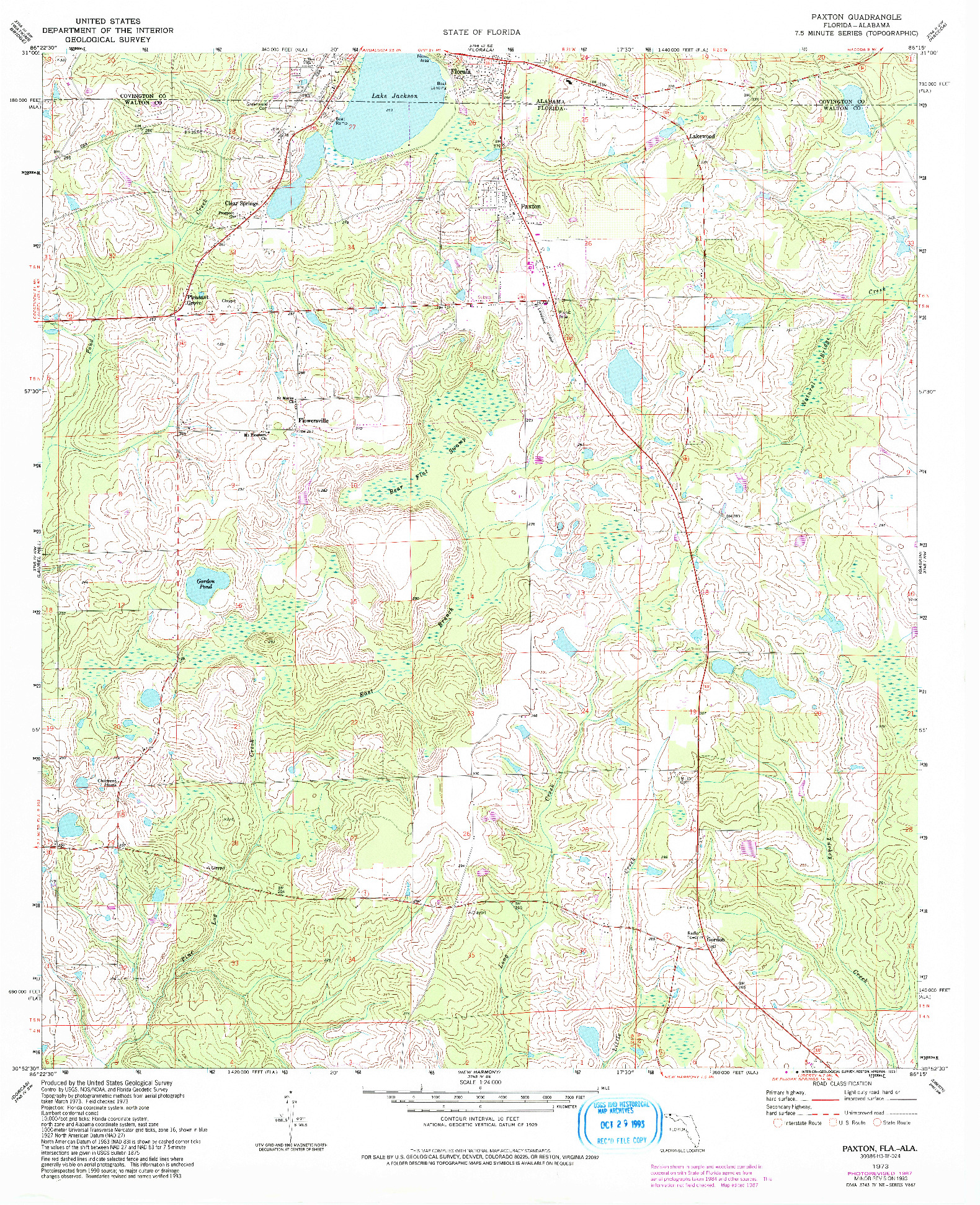 USGS 1:24000-SCALE QUADRANGLE FOR PAXTON, FL 1973