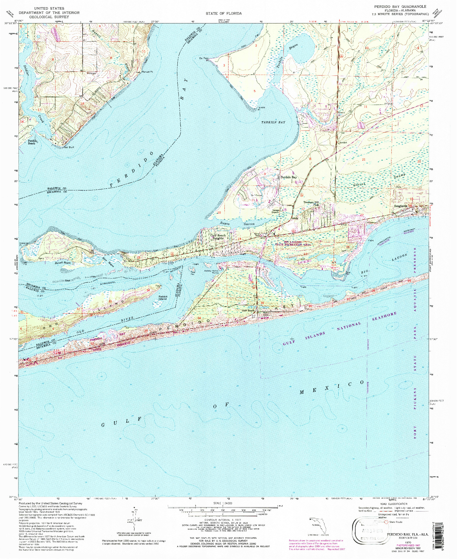 USGS 1:24000-SCALE QUADRANGLE FOR PERDIDO BAY, FL 1970