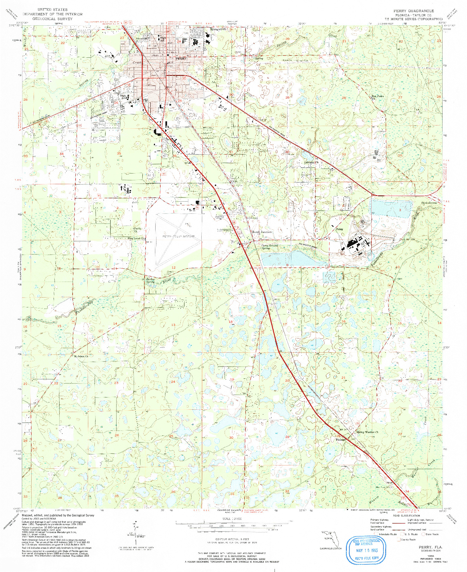 USGS 1:24000-SCALE QUADRANGLE FOR PERRY, FL 1955