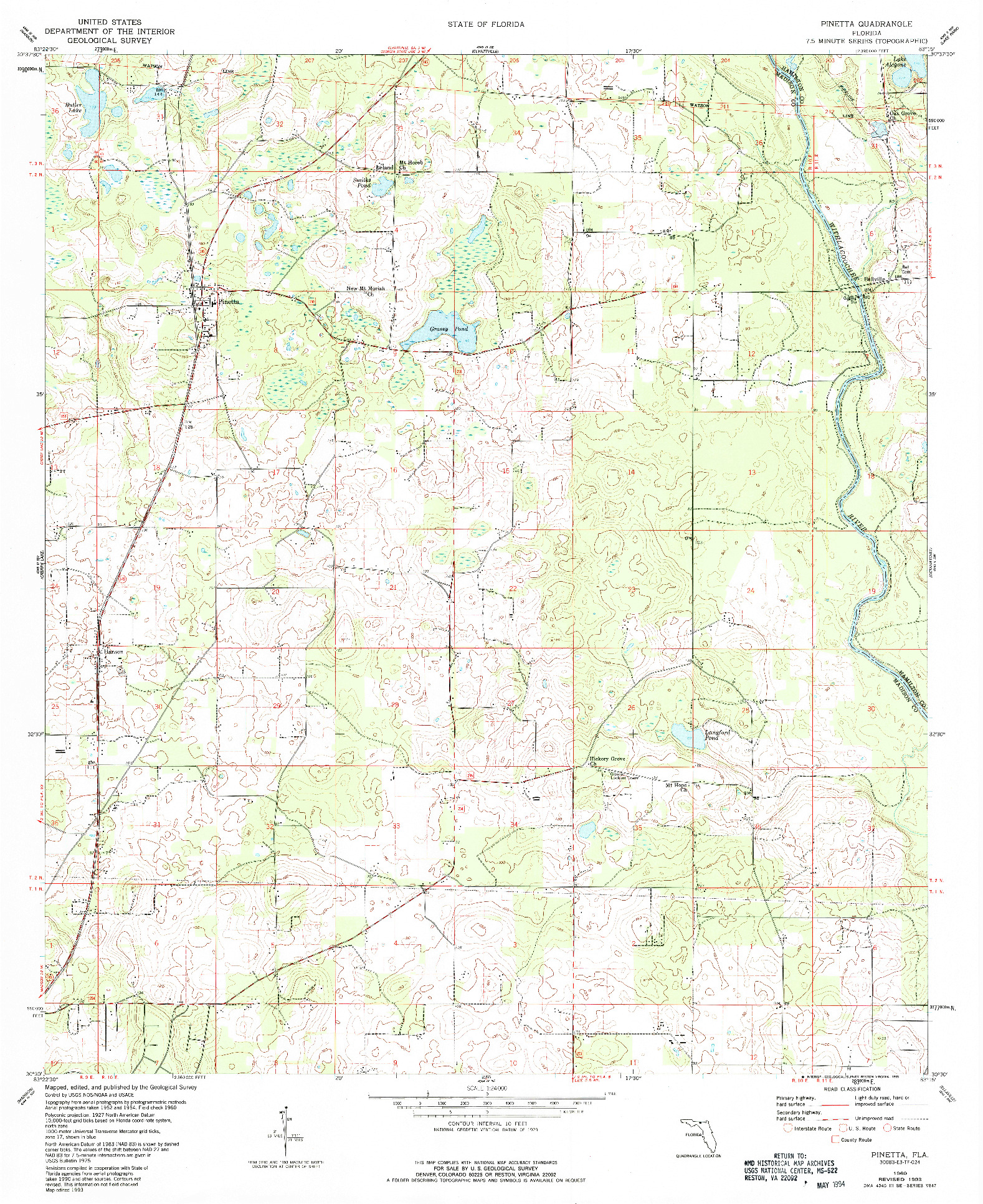 USGS 1:24000-SCALE QUADRANGLE FOR PINETTA, FL 1960