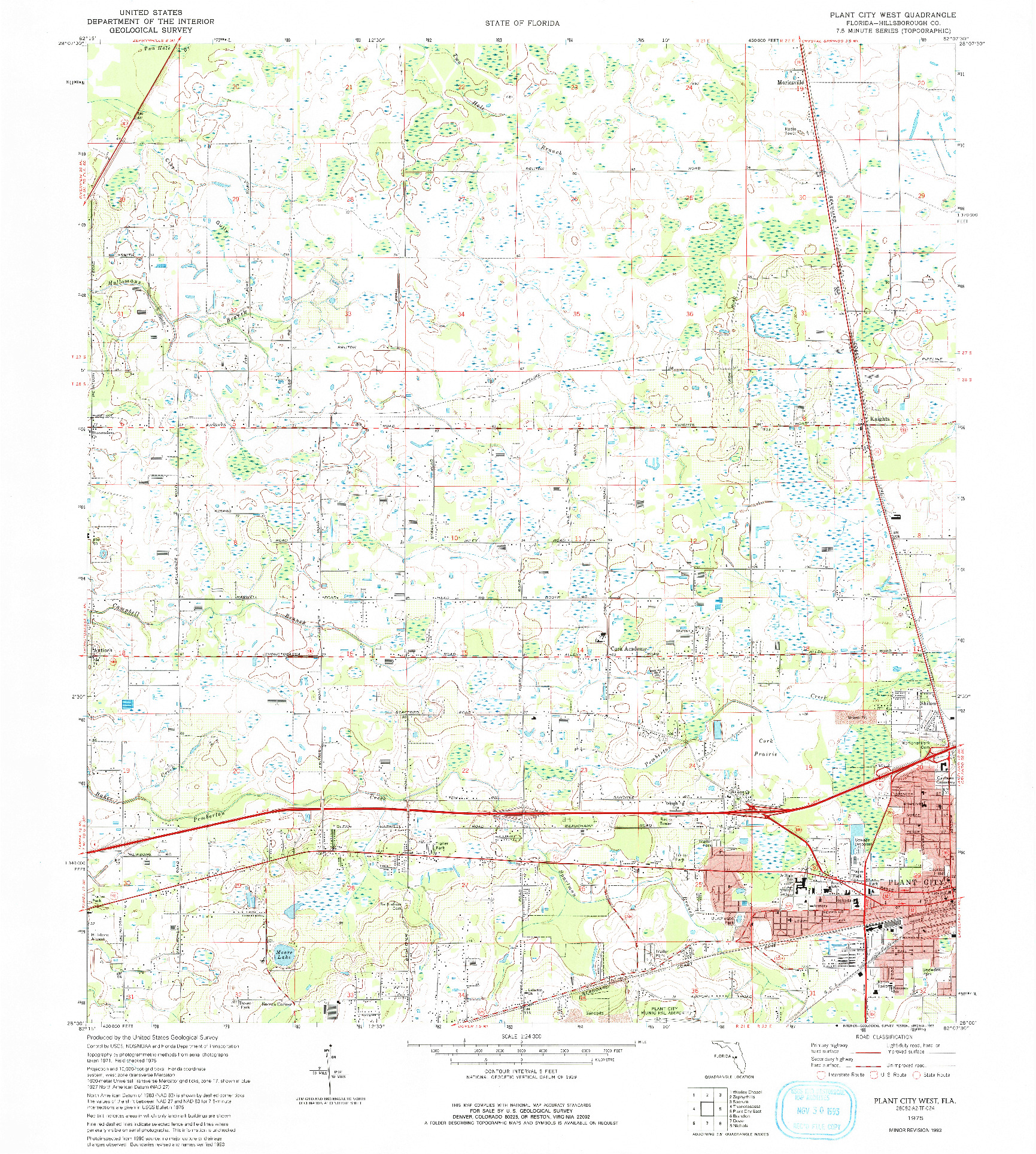 USGS 1:24000-SCALE QUADRANGLE FOR PLANT CITY WEST, FL 1975