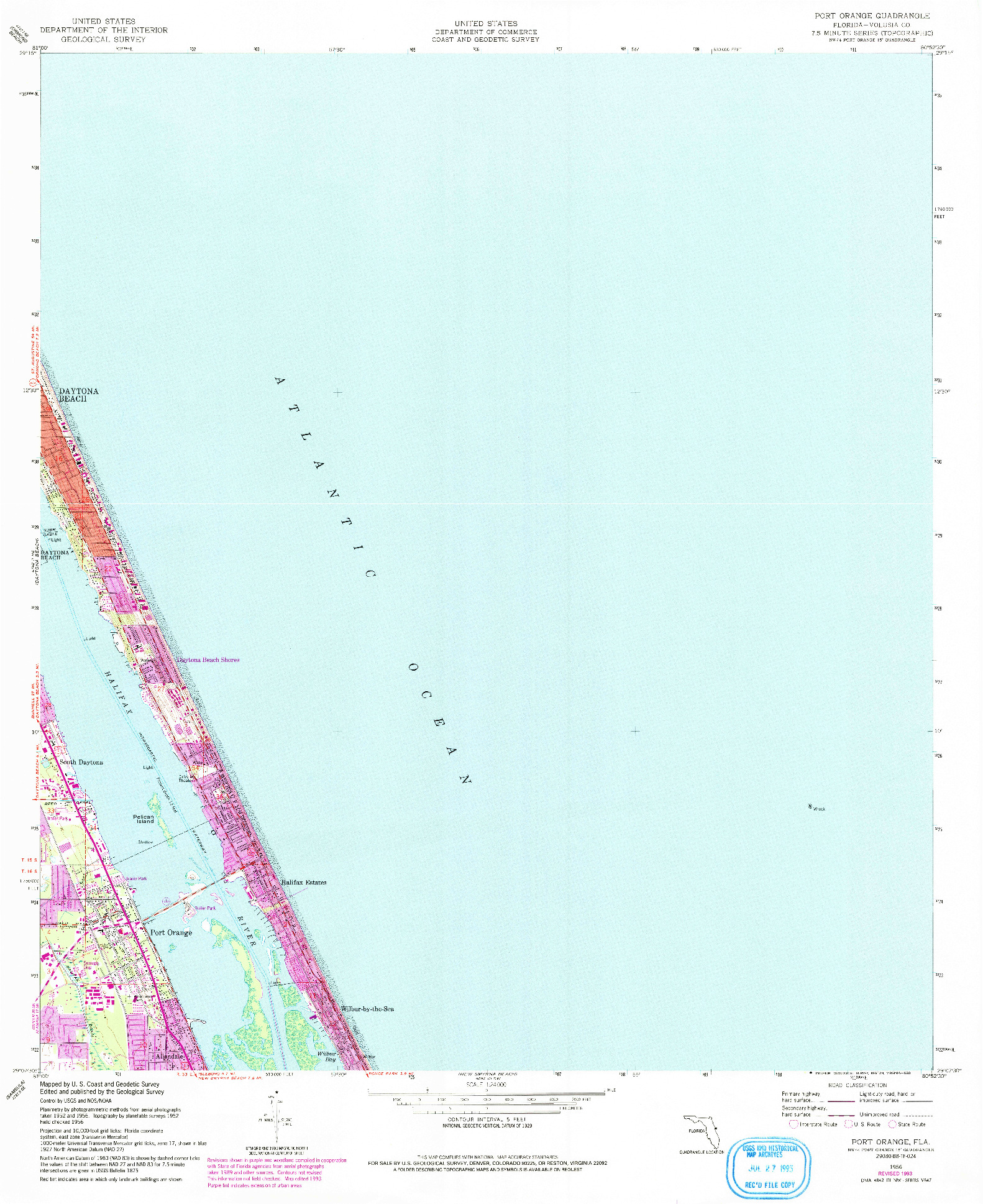 USGS 1:24000-SCALE QUADRANGLE FOR PORT ORANGE, FL 1956