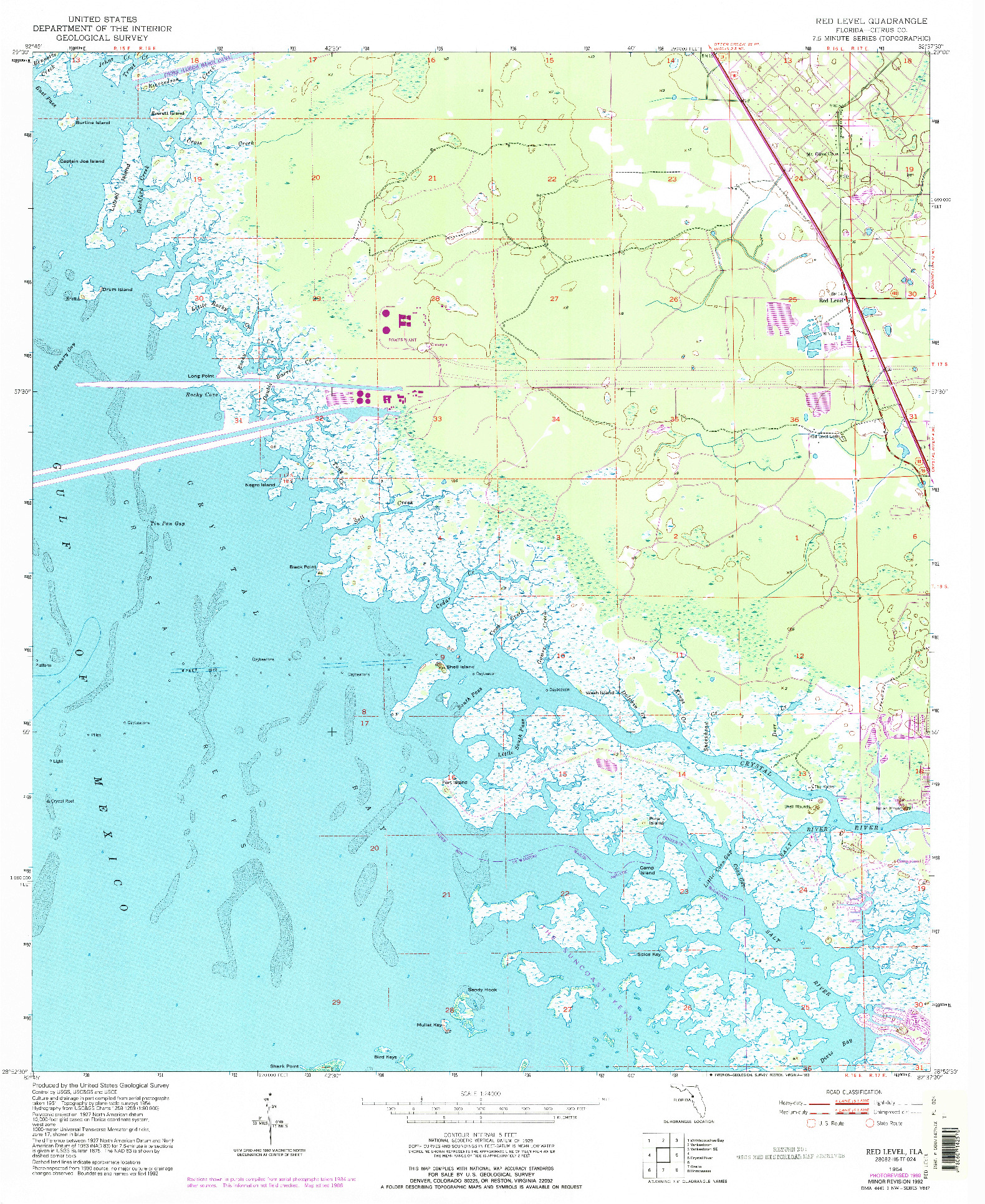 USGS 1:24000-SCALE QUADRANGLE FOR RED LEVEL, FL 1954