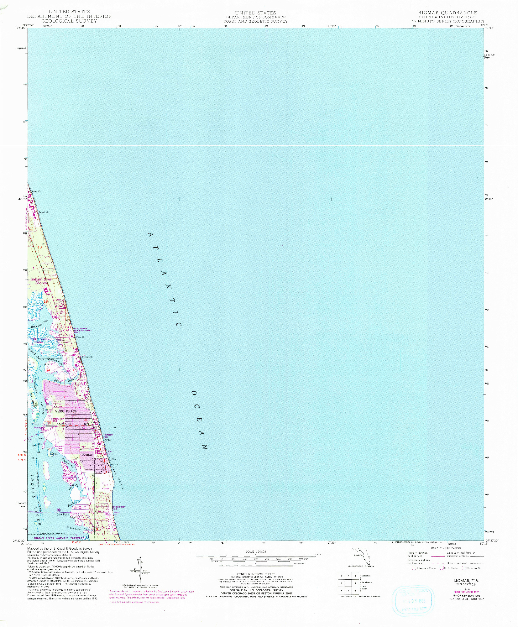 USGS 1:24000-SCALE QUADRANGLE FOR RIOMAR, FL 1948