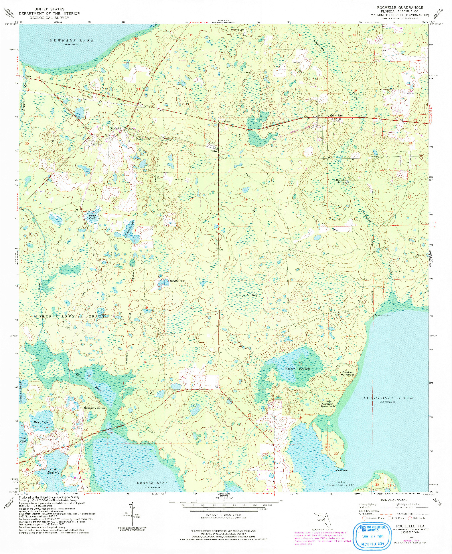 USGS 1:24000-SCALE QUADRANGLE FOR ROCHELLE, FL 1966