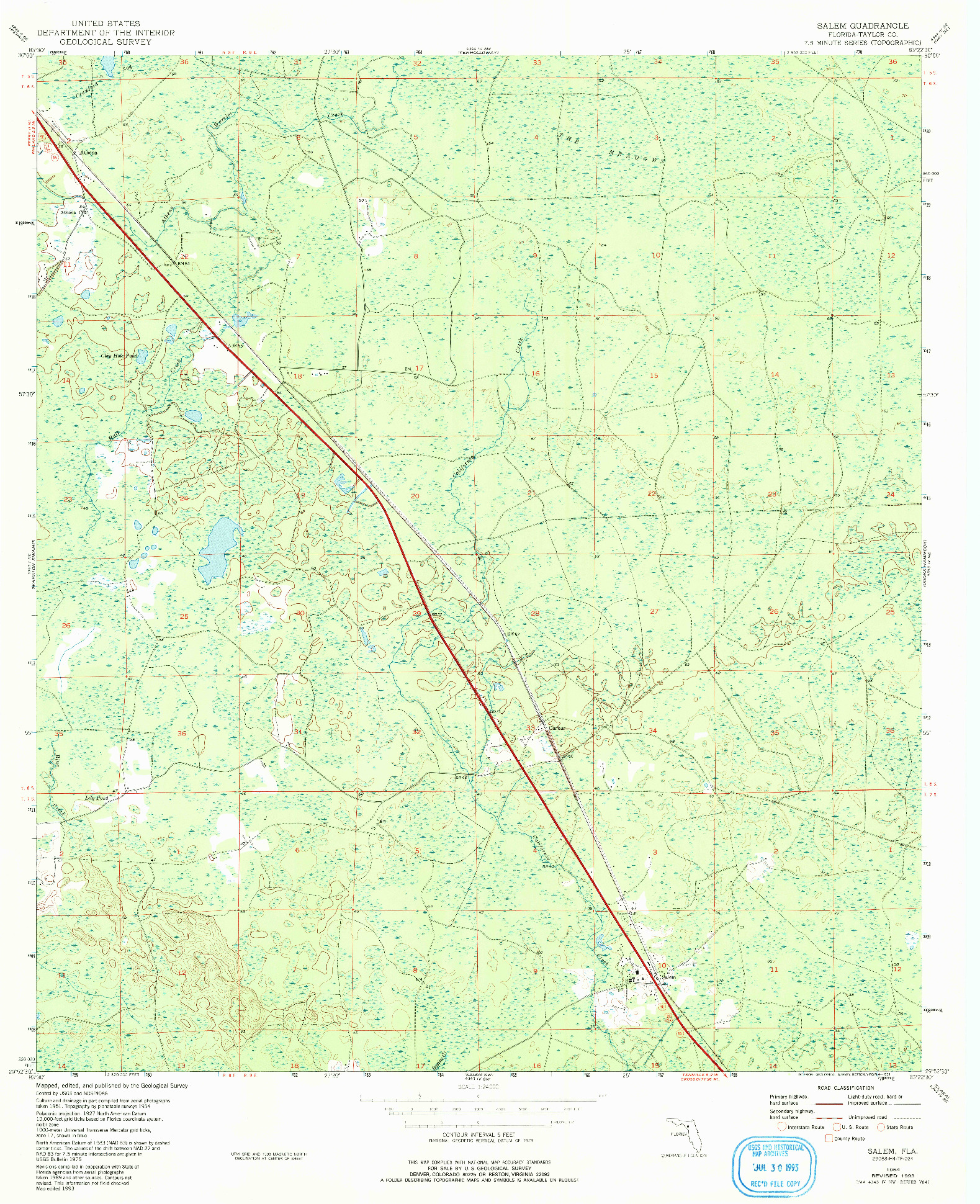 USGS 1:24000-SCALE QUADRANGLE FOR SALEM, FL 1954