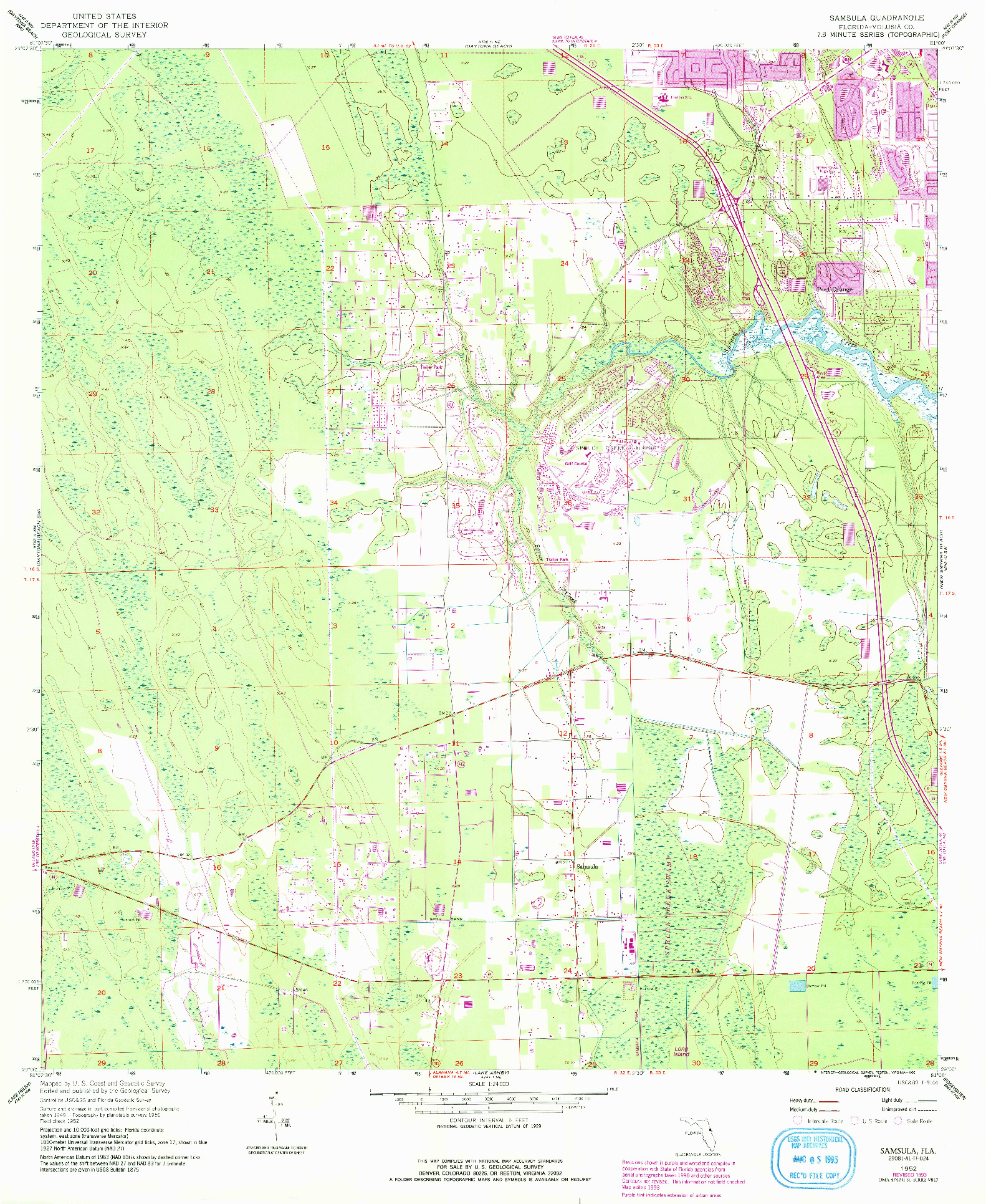 USGS 1:24000-SCALE QUADRANGLE FOR SAMSULA, FL 1952