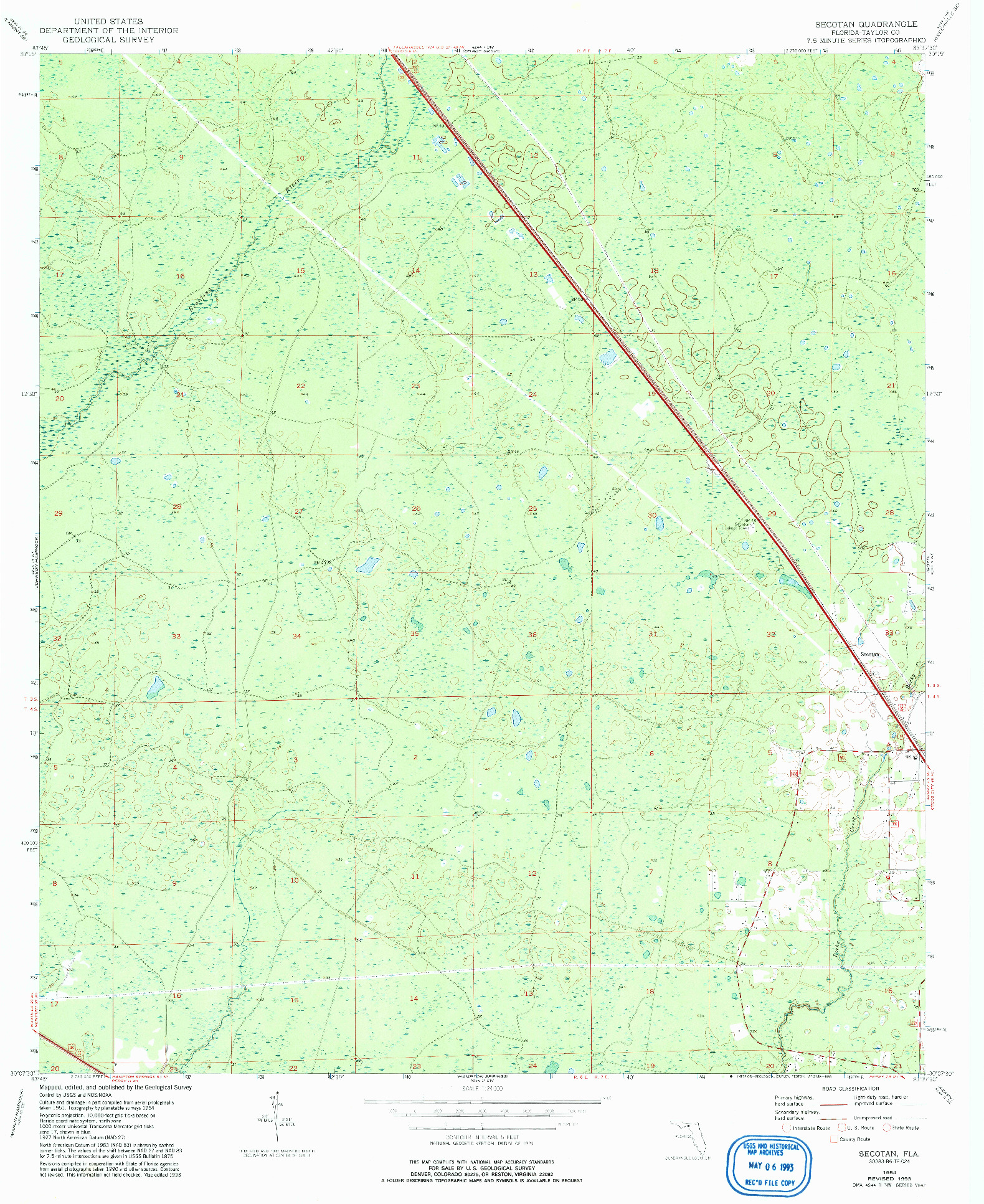 USGS 1:24000-SCALE QUADRANGLE FOR SECOTAN, FL 1954