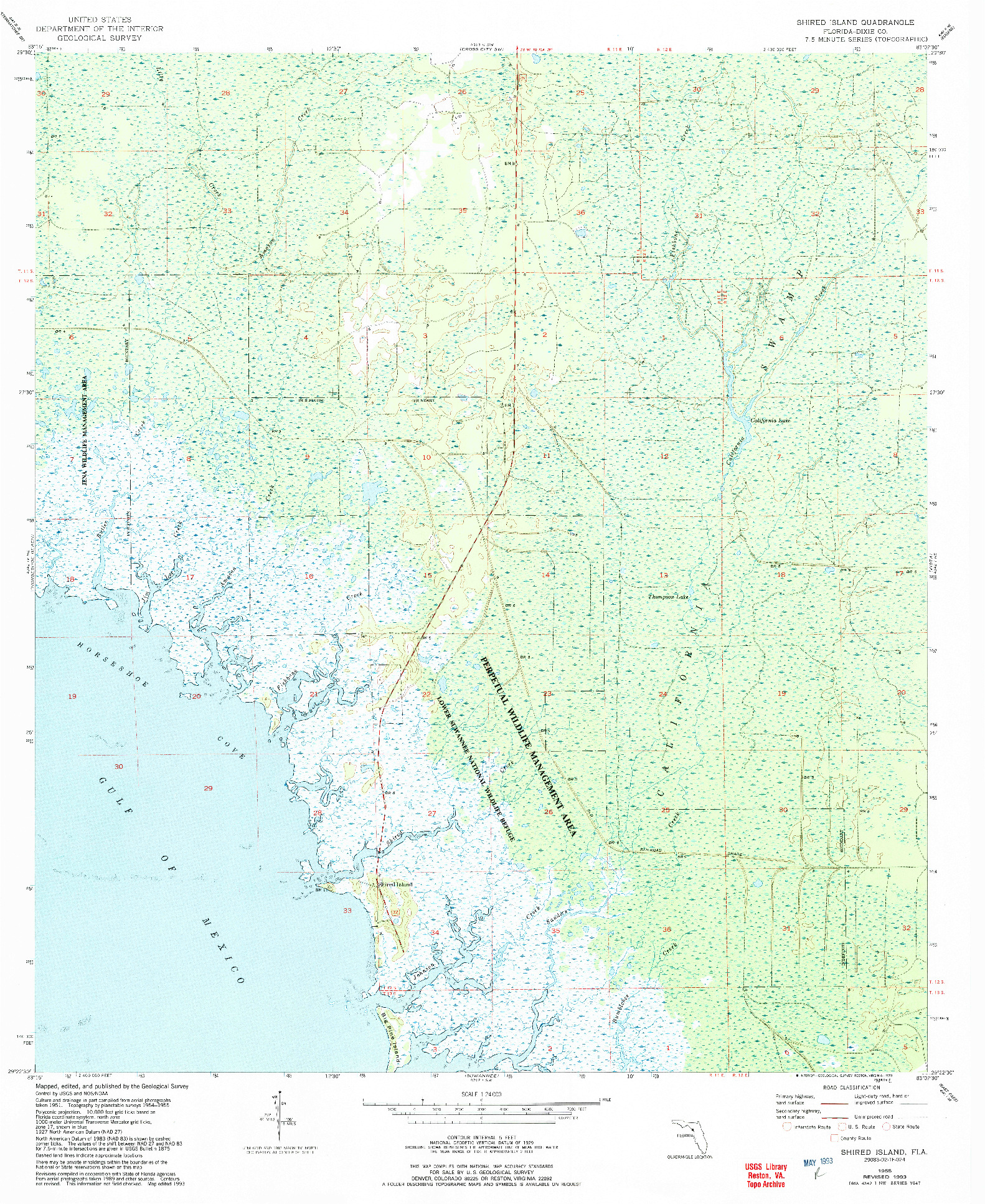 USGS 1:24000-SCALE QUADRANGLE FOR SHIRED ISLAND, FL 1955