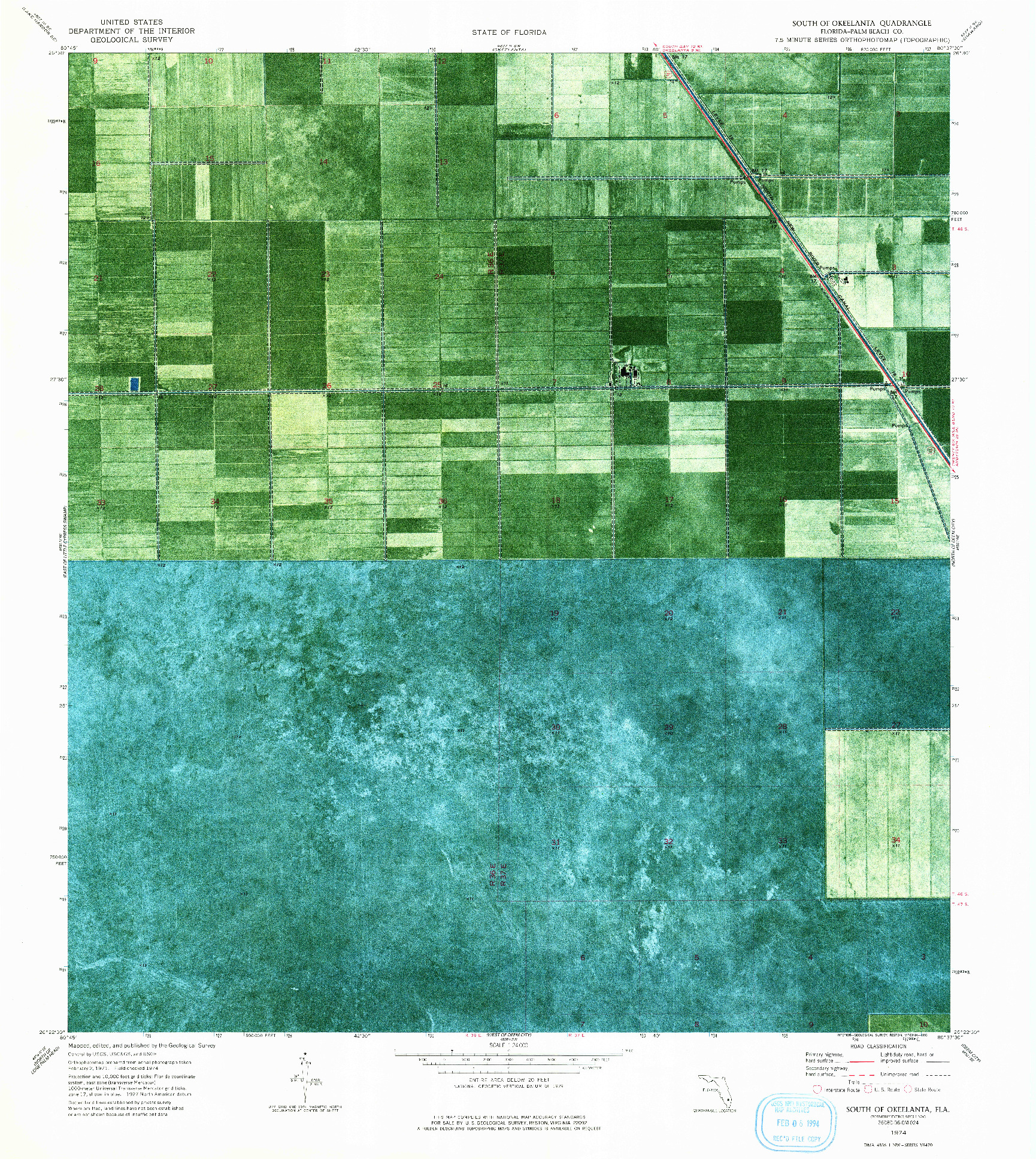 USGS 1:24000-SCALE QUADRANGLE FOR SOUTH OF OKEELANTA, FL 1974