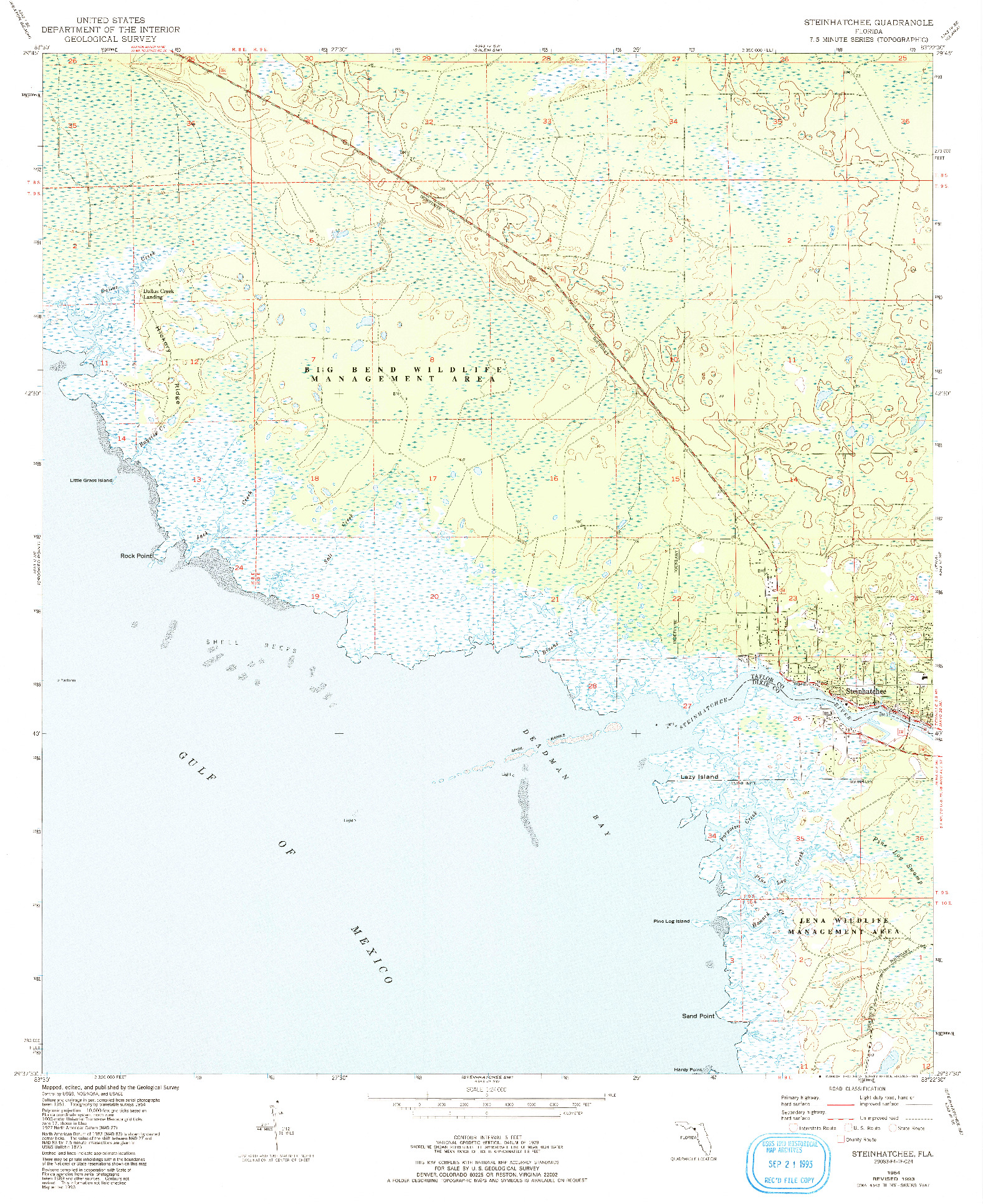 USGS 1:24000-SCALE QUADRANGLE FOR STEINHATCHEE, FL 1954