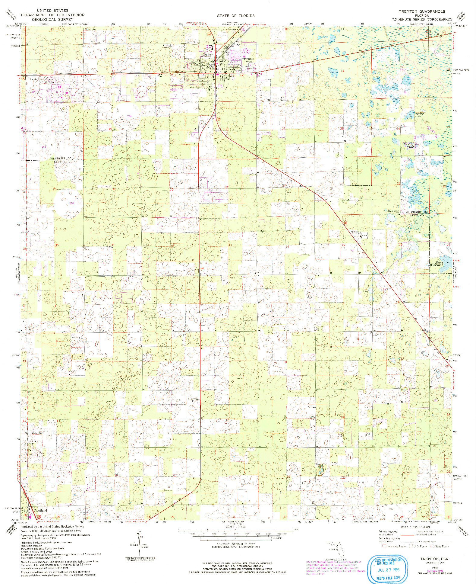 USGS 1:24000-SCALE QUADRANGLE FOR TRENTON, FL 1968