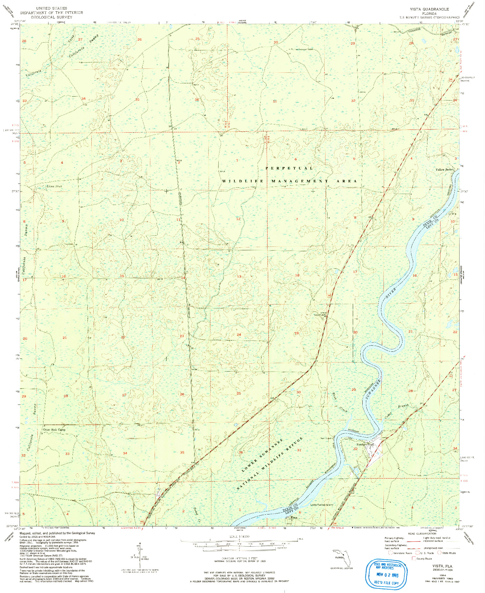 USGS 1:24000-SCALE QUADRANGLE FOR VISTA, FL 1954