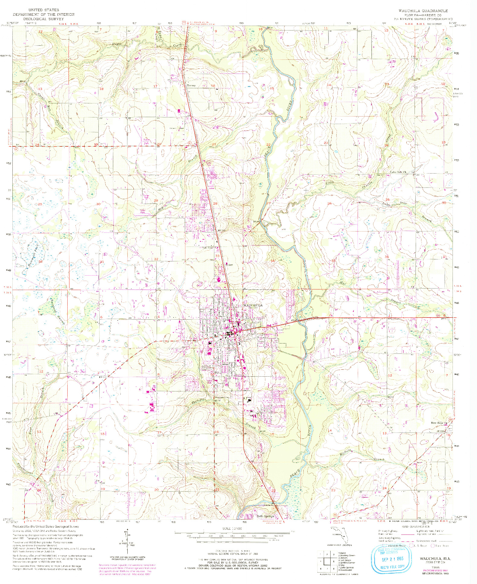 USGS 1:24000-SCALE QUADRANGLE FOR WAUCHULA, FL 1955