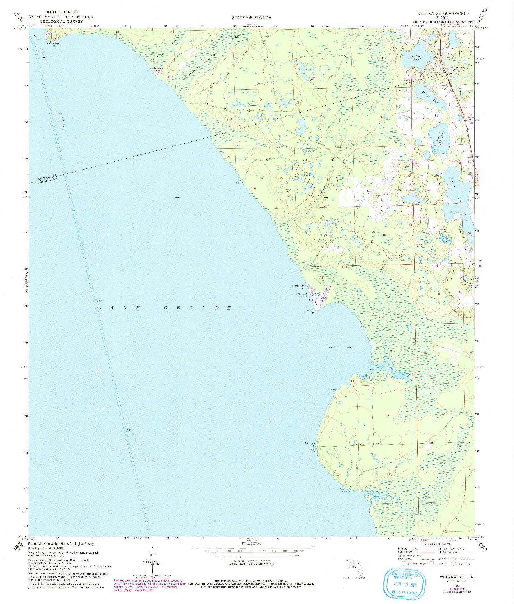 USGS 1:24000-SCALE QUADRANGLE FOR WELAKA SE, FL 1970