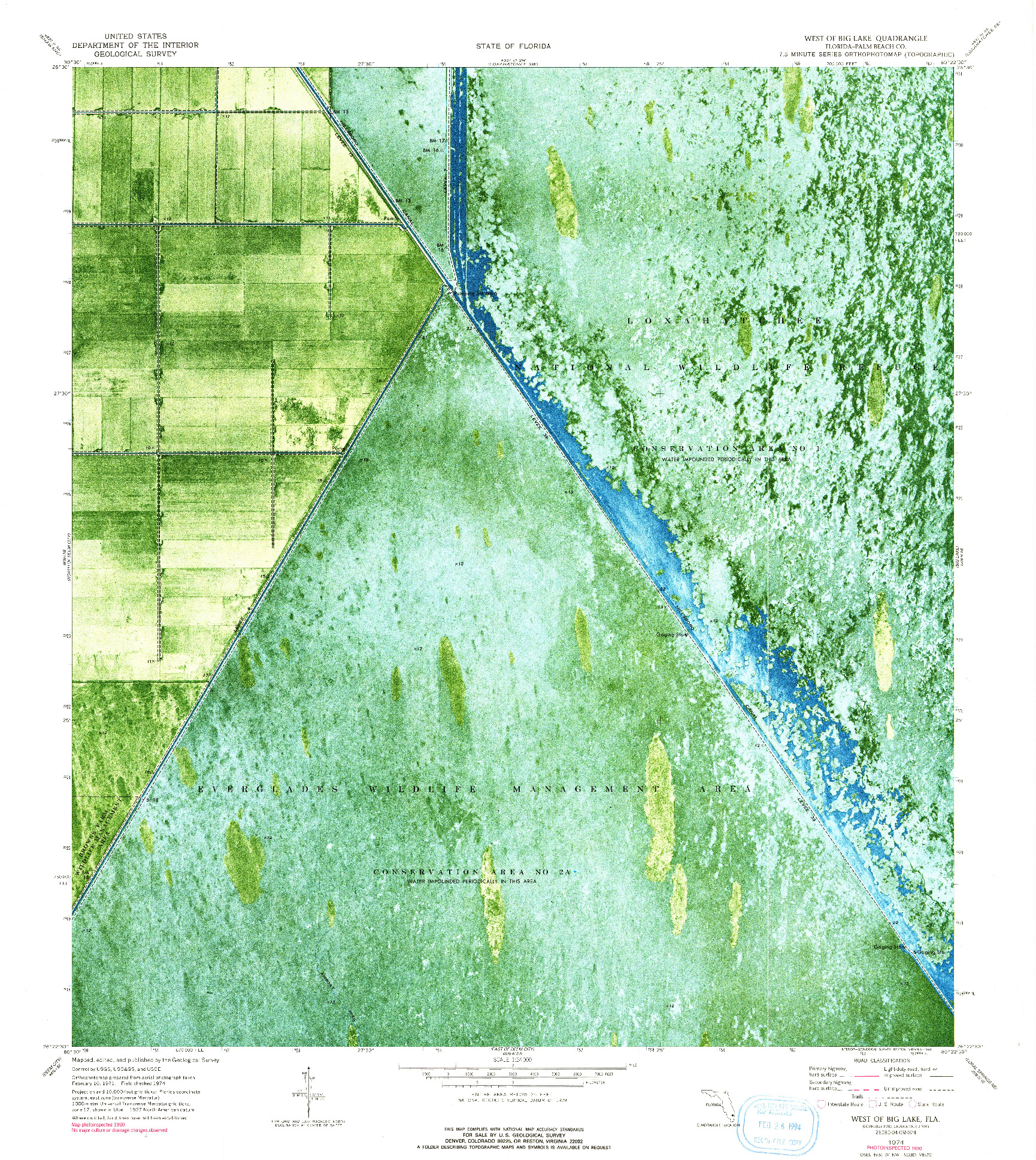 USGS 1:24000-SCALE QUADRANGLE FOR WEST OF BIG LAKE, FL 1974