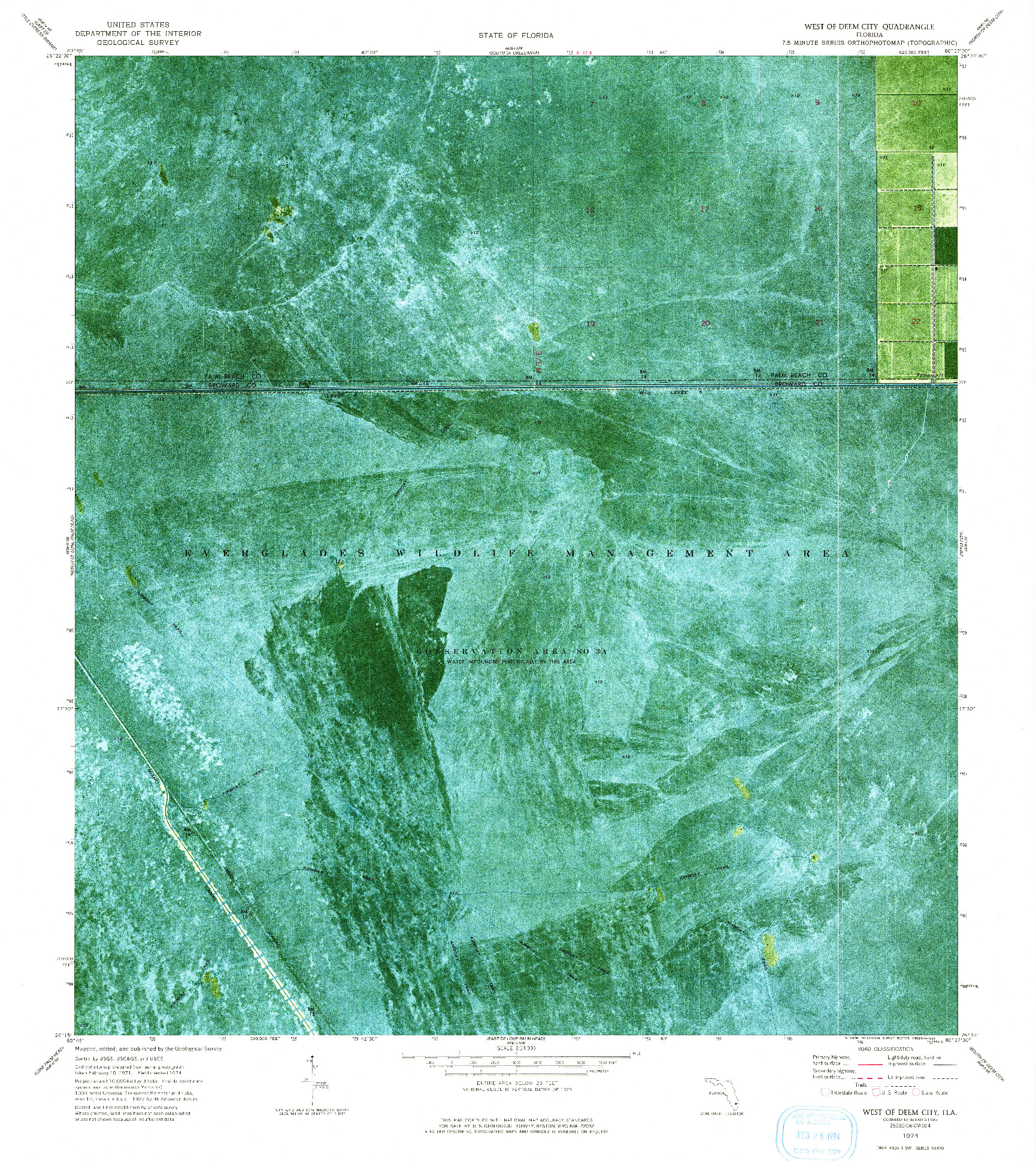 USGS 1:24000-SCALE QUADRANGLE FOR WEST OF DEEM CITY, FL 1974