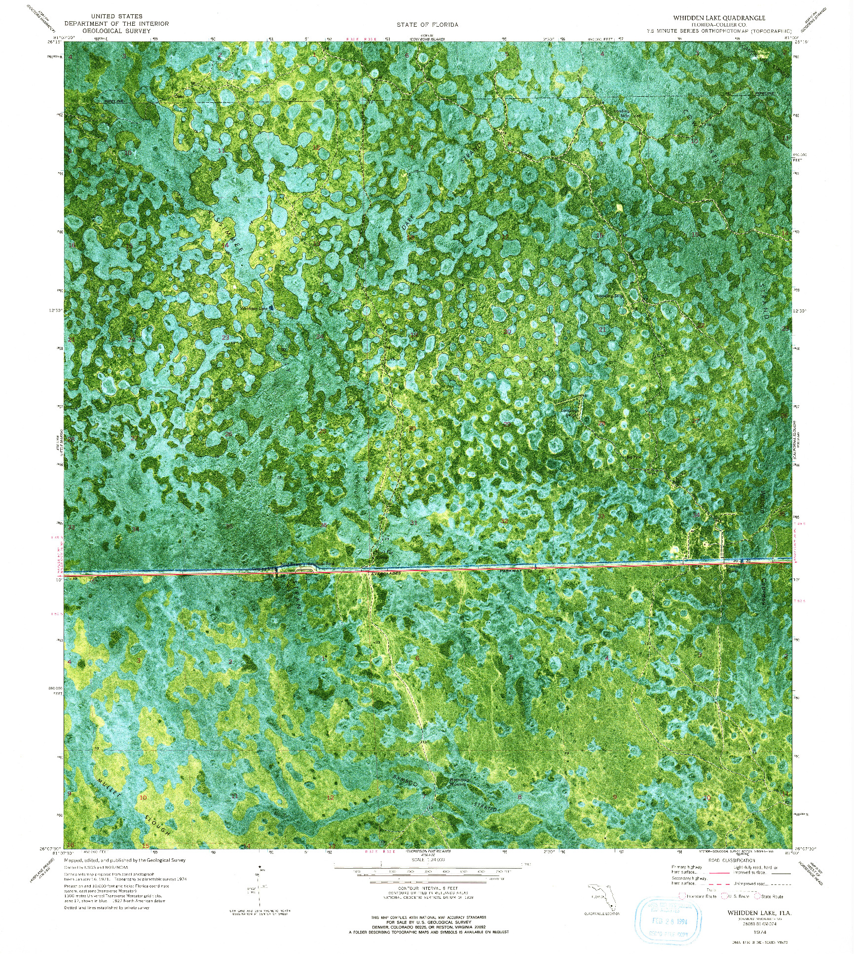 USGS 1:24000-SCALE QUADRANGLE FOR WHIDDEN LAKE, FL 1974