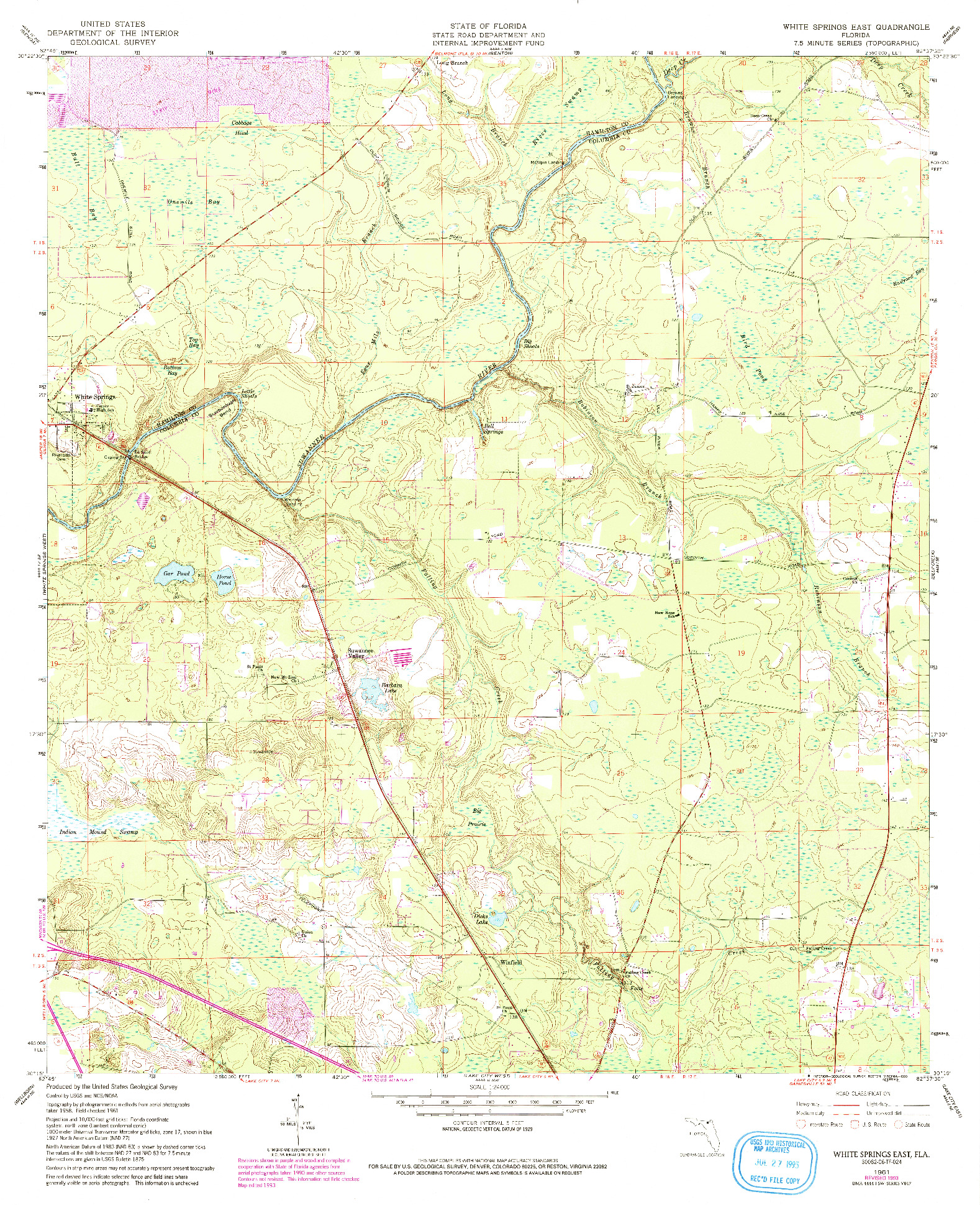 USGS 1:24000-SCALE QUADRANGLE FOR WHITE SPRINGS EAST, FL 1961