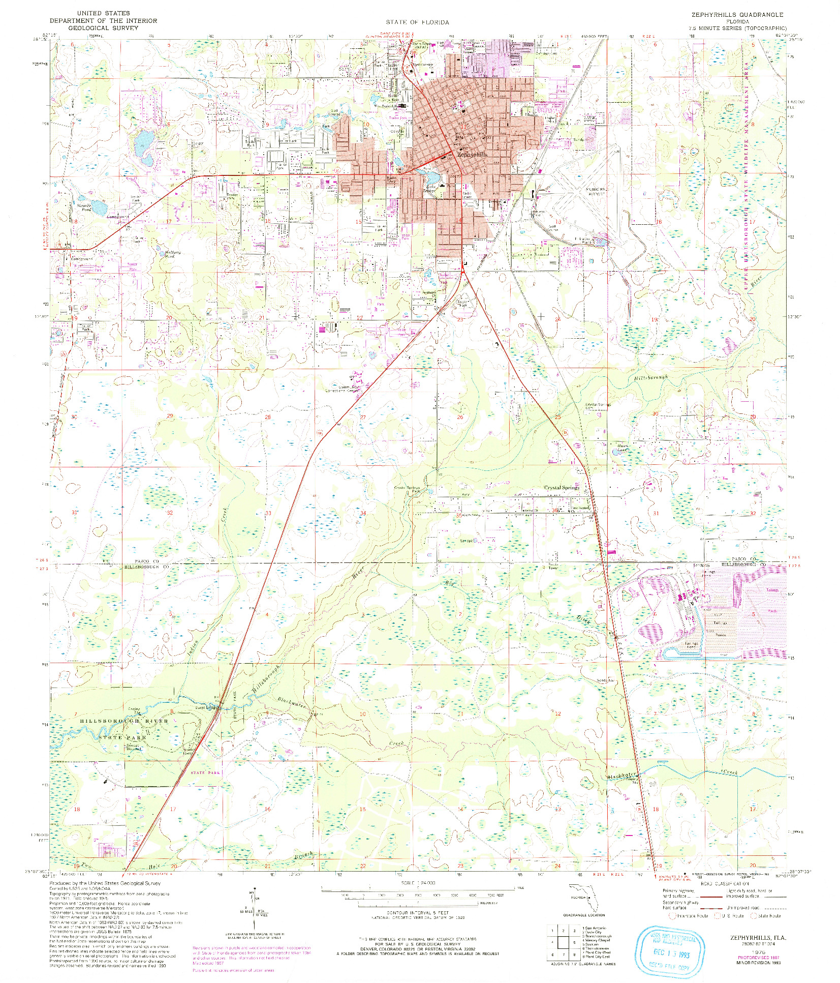 USGS 1:24000-SCALE QUADRANGLE FOR ZEPHYRHILLS, FL 1975