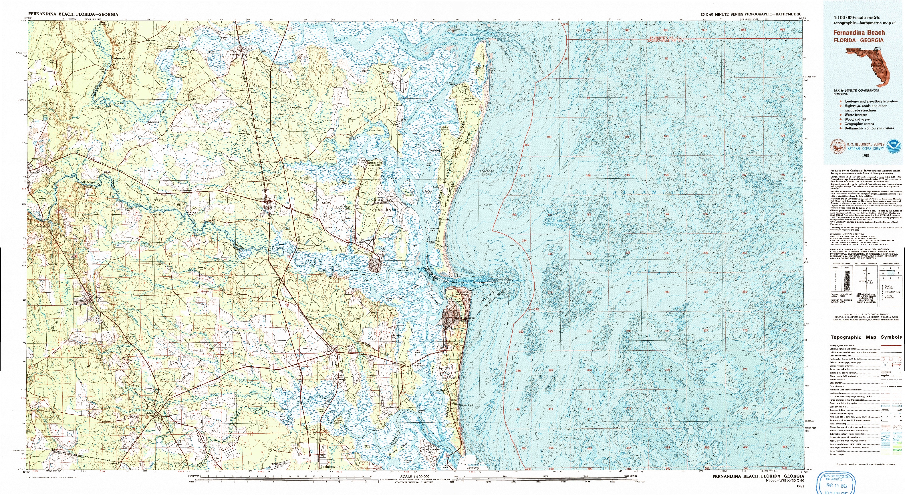 USGS 1:100000-SCALE QUADRANGLE FOR FERNANDINA BEACH, FL 1981
