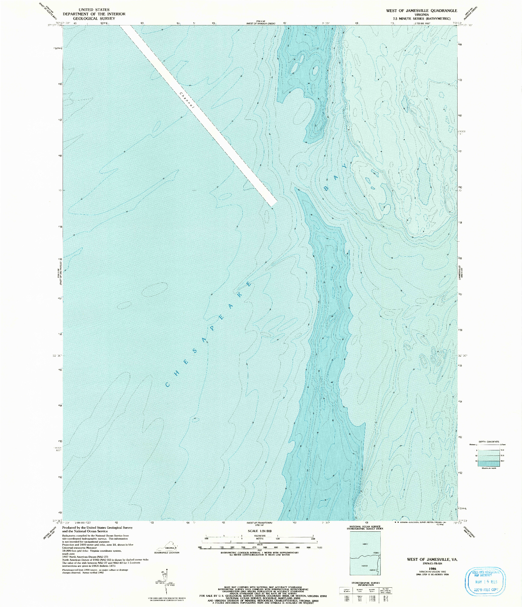 USGS 1:24000-SCALE QUADRANGLE FOR WEST OF JAMESVILLE, VA 1986