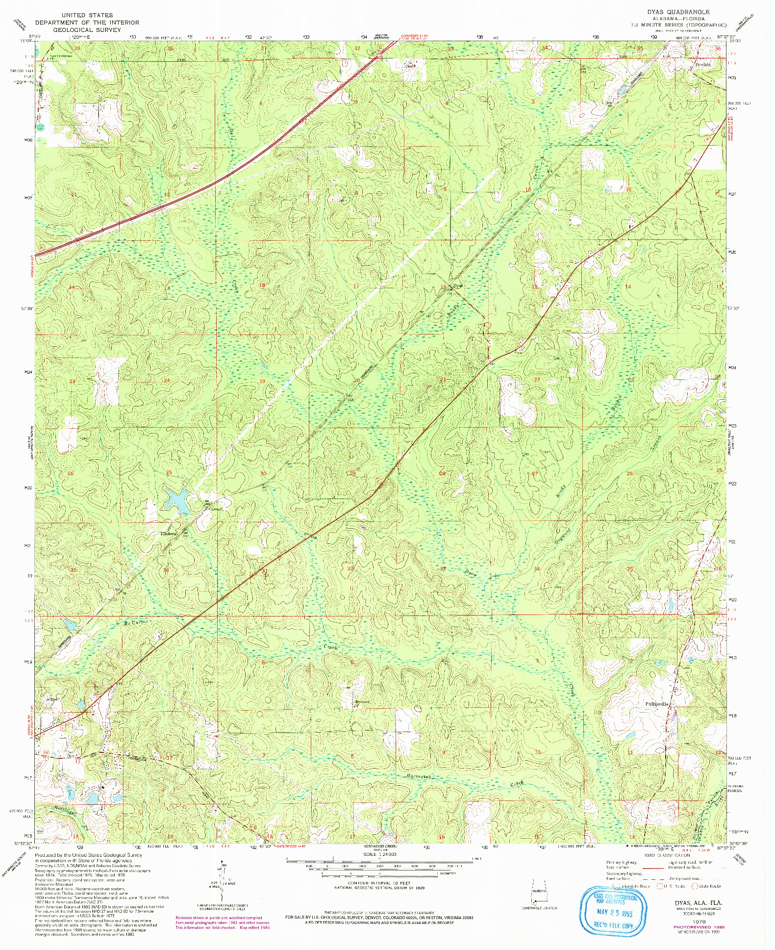 USGS 1:24000-SCALE QUADRANGLE FOR DYAS, AL 1978