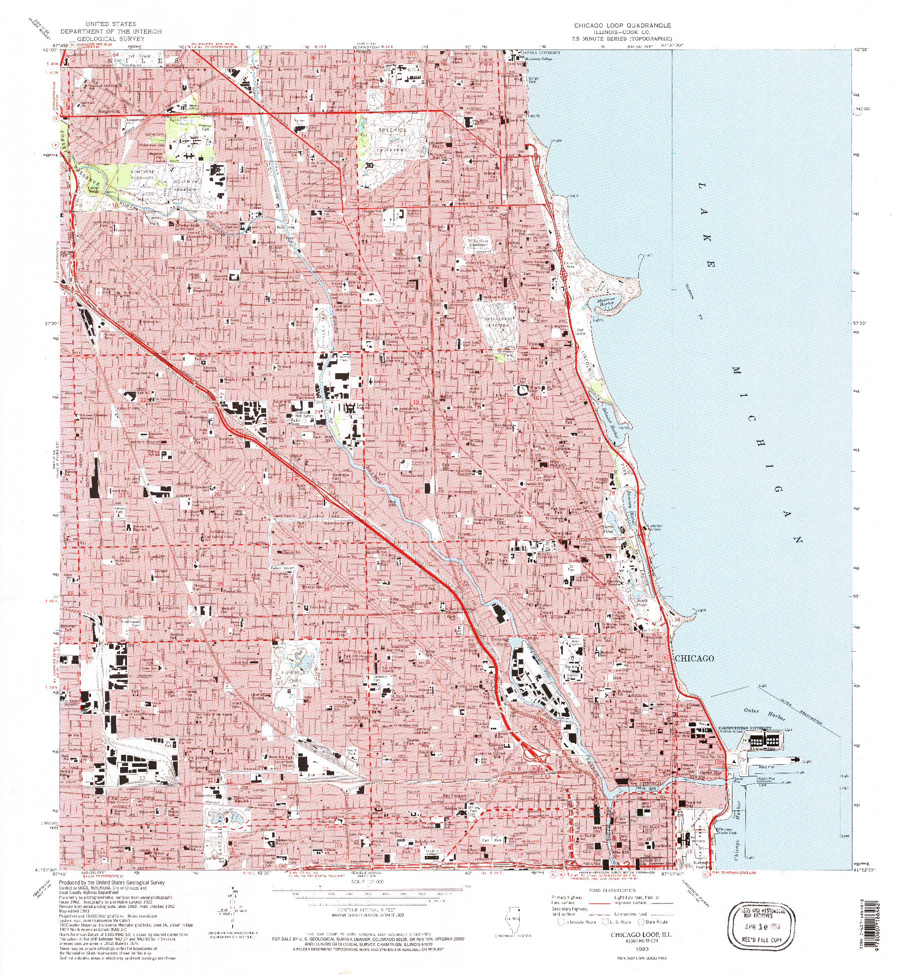 USGS 1:24000-SCALE QUADRANGLE FOR CHICAGO LOOP, IL 1993