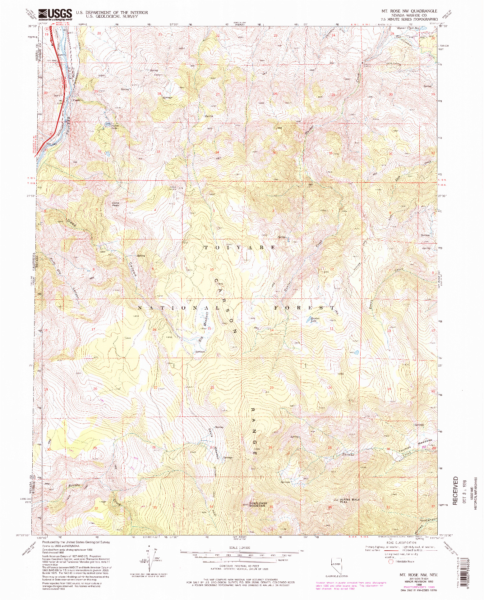 USGS 1:24000-SCALE QUADRANGLE FOR MT. ROSE NW, NV 1968