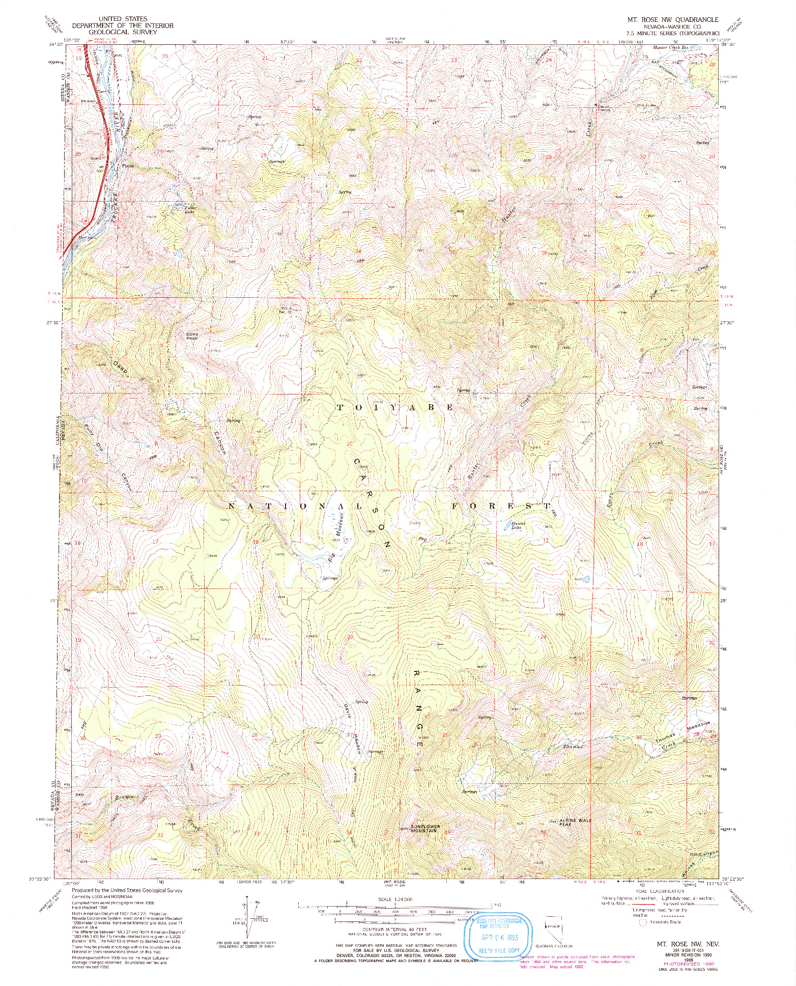 USGS 1:24000-SCALE QUADRANGLE FOR MT. ROSE NW, NV 1968