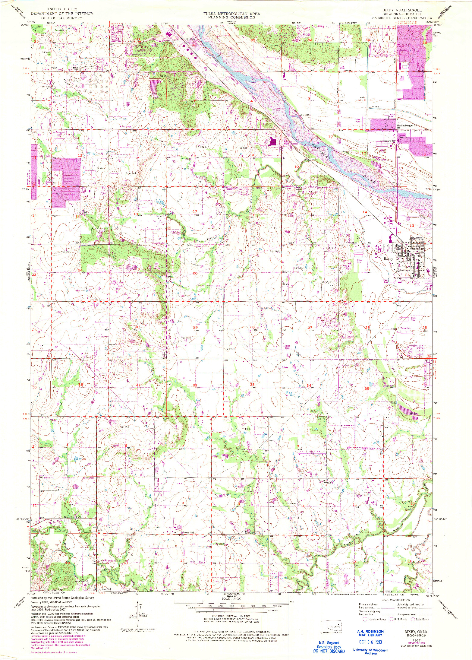 USGS 1:24000-SCALE QUADRANGLE FOR BIXBY, OK 1957