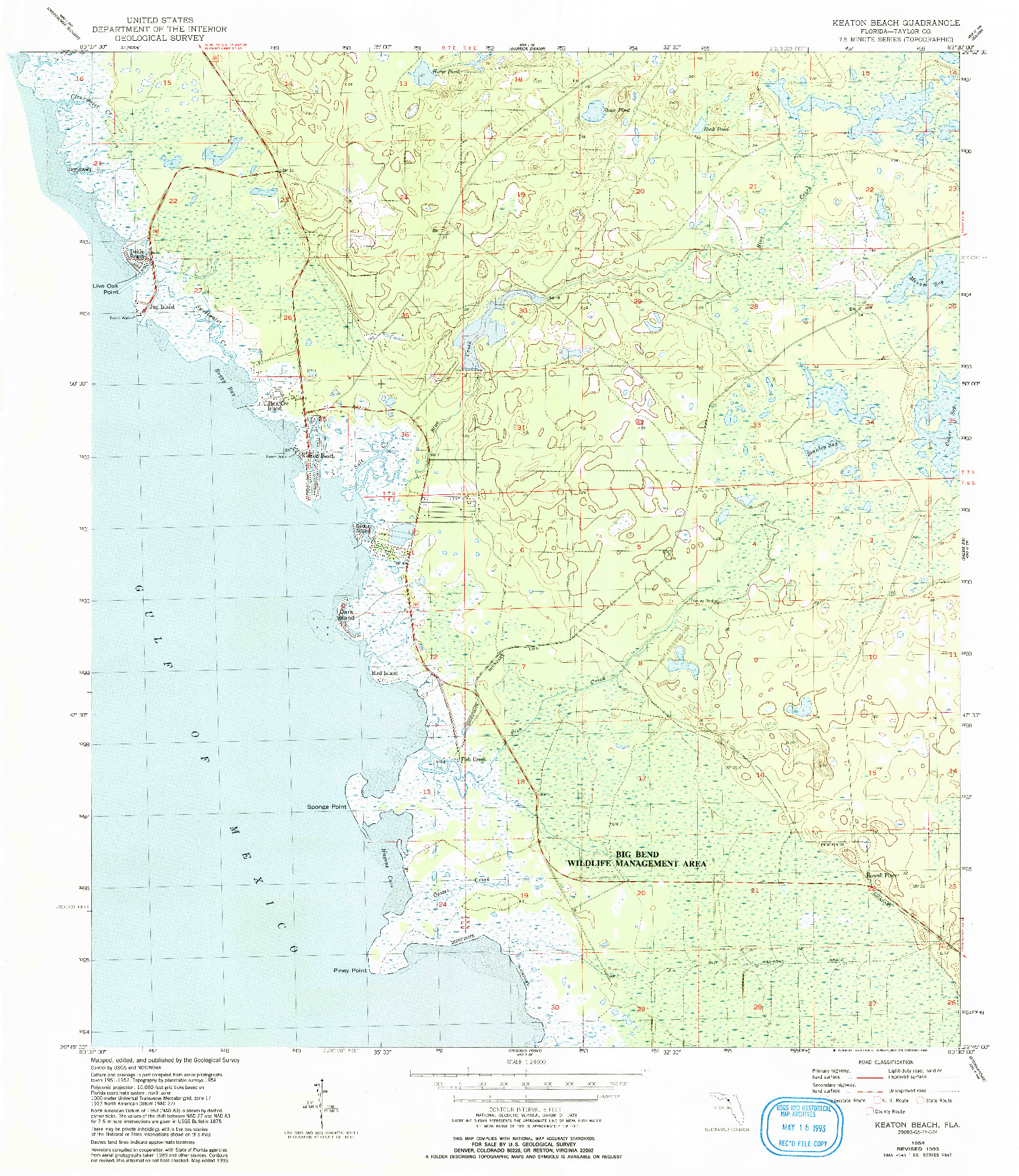 USGS 1:24000-SCALE QUADRANGLE FOR KEATON BEACH, FL 1954