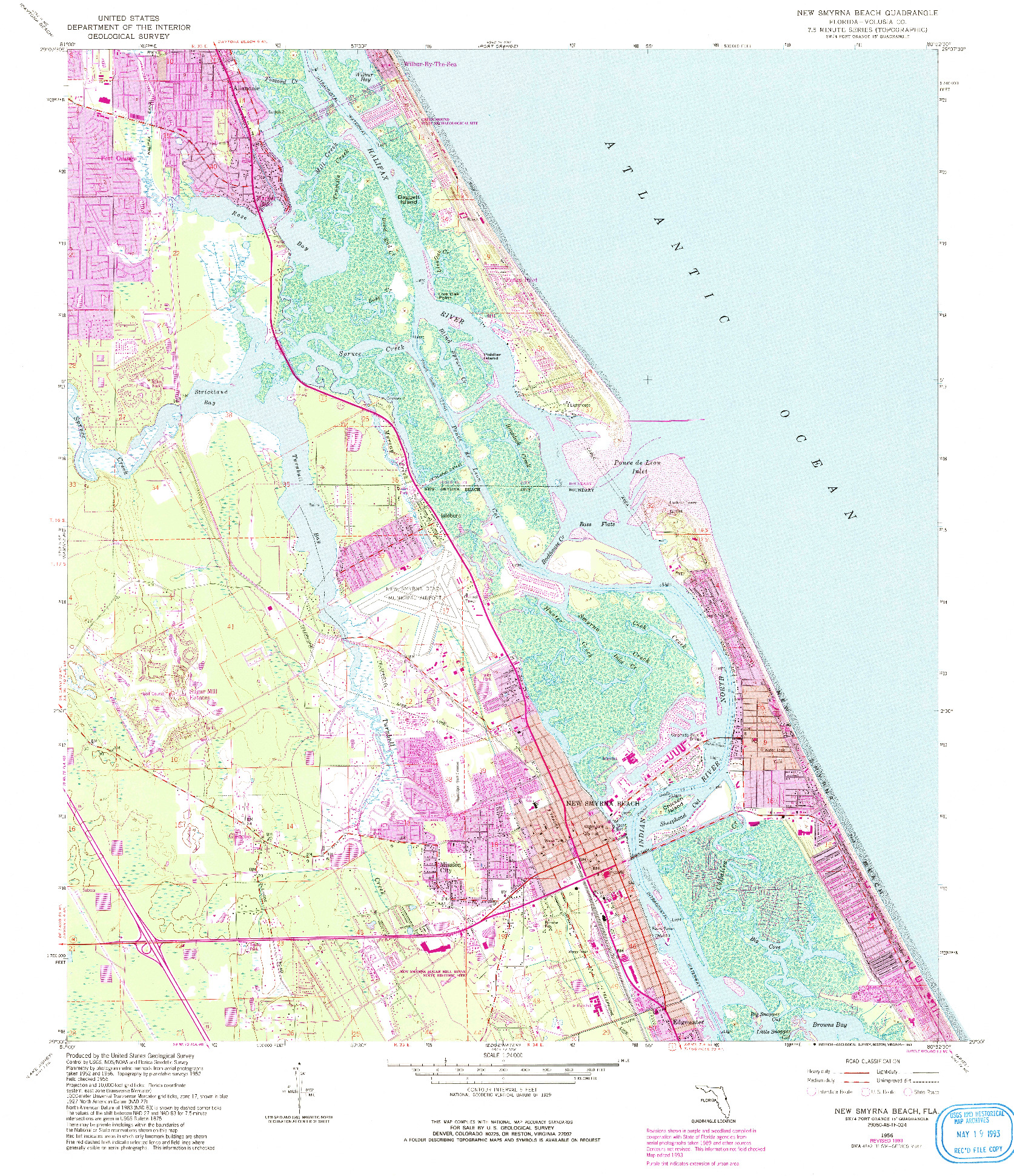 USGS 1:24000-SCALE QUADRANGLE FOR NEW SMYRNA BEACH, FL 1956