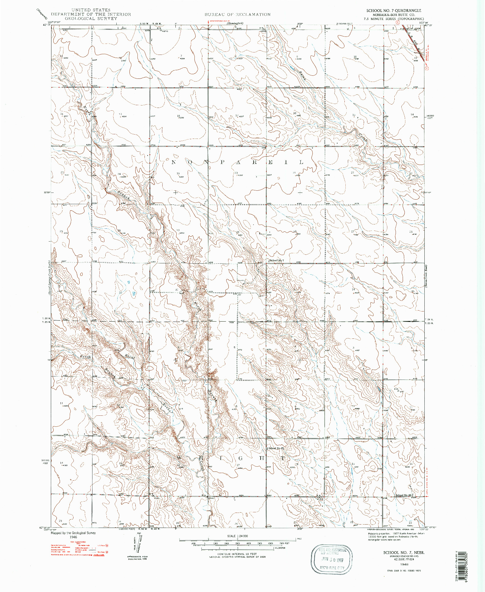 USGS 1:24000-SCALE QUADRANGLE FOR SCHOOL NO. 7, NE 1948